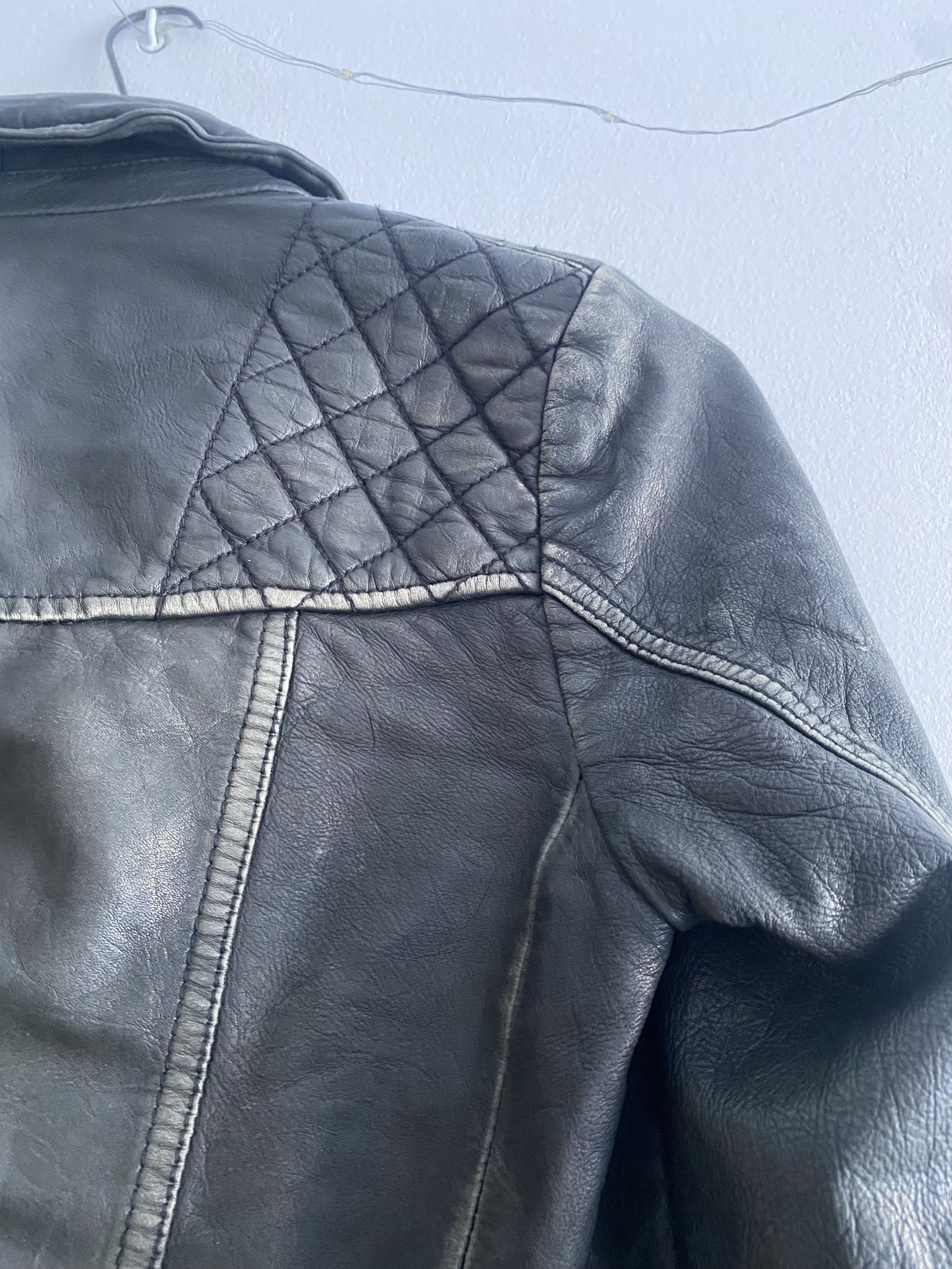 Allsaints AllSaints Cargo Leather Biker Jacket - Distressed Black/Grey Size M / US 6-8 / IT 42-44 - 5 Thumbnail