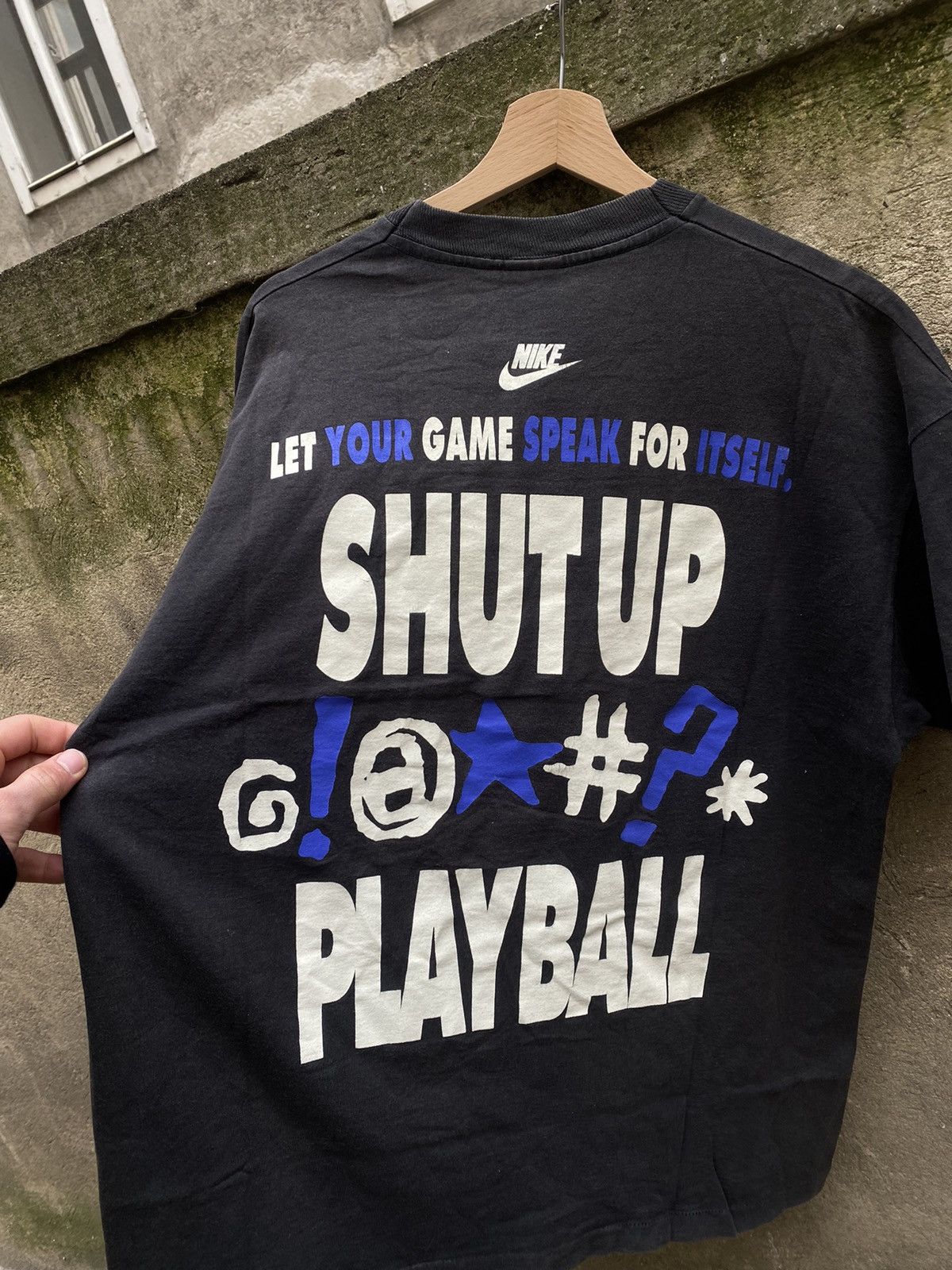 Nike × Vintage Vintage Nike Shut Up Playball Single Stitch Tee Size US L / EU 52-54 / 3 - 7 Thumbnail