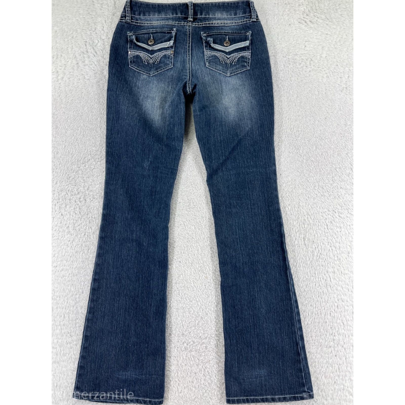 Denime SO Jeans Women 3 Bootcut Denim Blue Cotton Solid Embroidered 5-Pocket Western Cowboy Southwestern Designer Slim Stretch Adult Women Jeans SO Size 26" / US 2 / IT 38 - 2 Thumbnail
