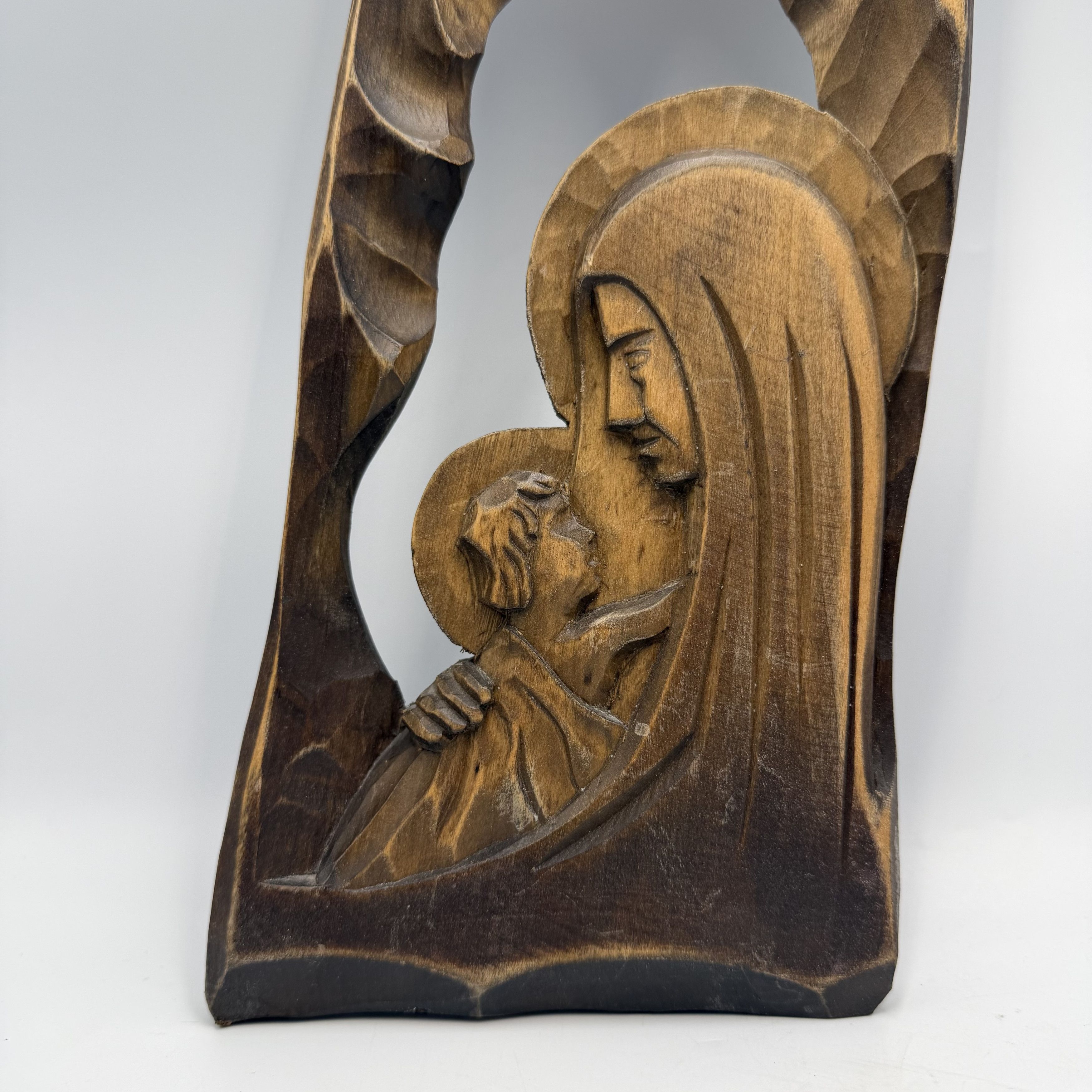 Vintage Vintage Hand Carved Madonna and Child Wall Panel Wooden Size ONE SIZE - 3 Thumbnail