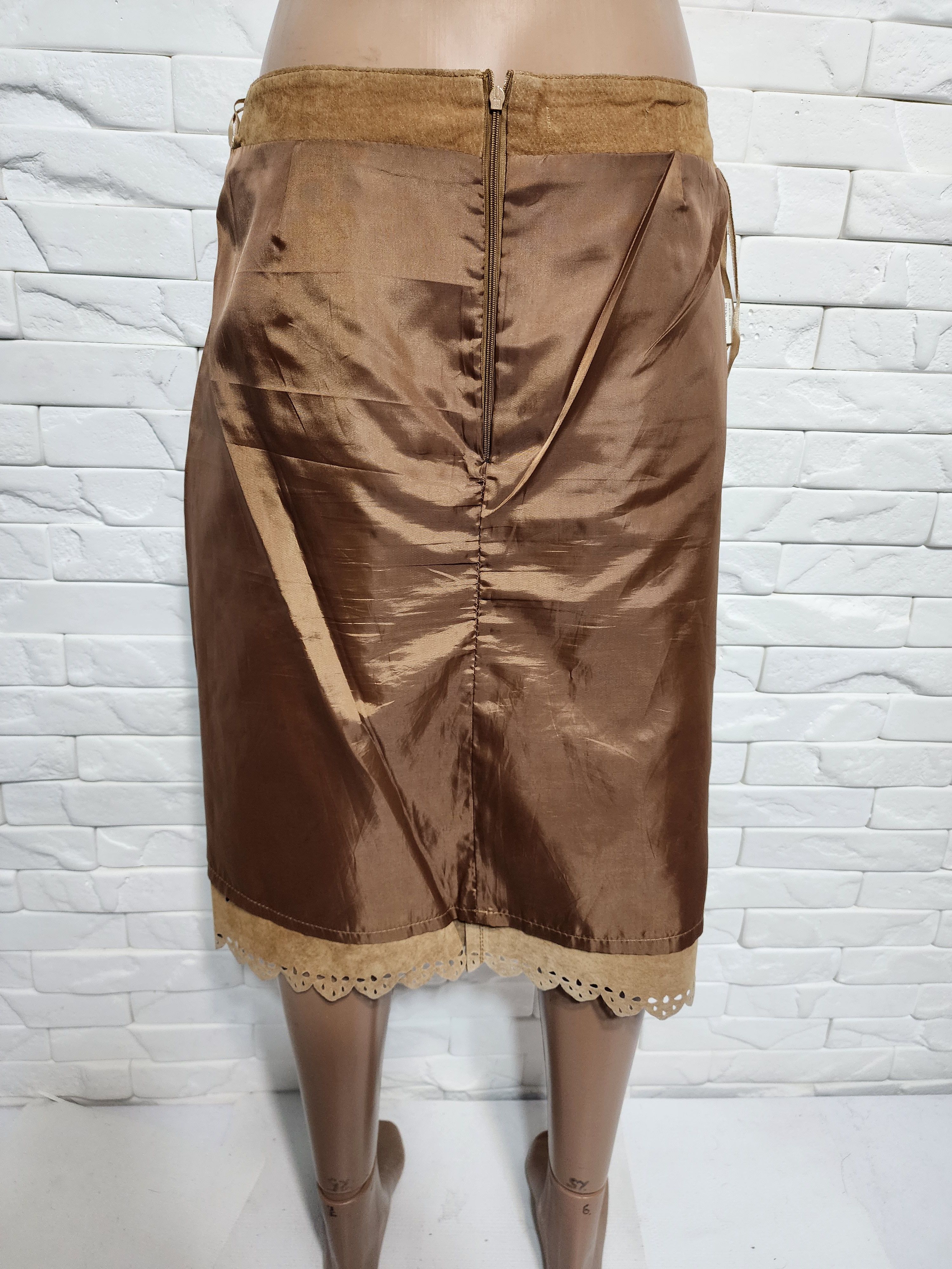 Other Genuine Brown Leather Skirt: Vintage 70s Style. Size 31" - 9 Thumbnail