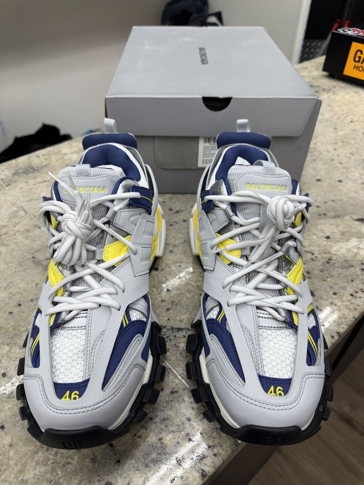 Balenciaga Balenciaga White/Yellow Track Runners Size US 13 / EU 46 - 3 Thumbnail