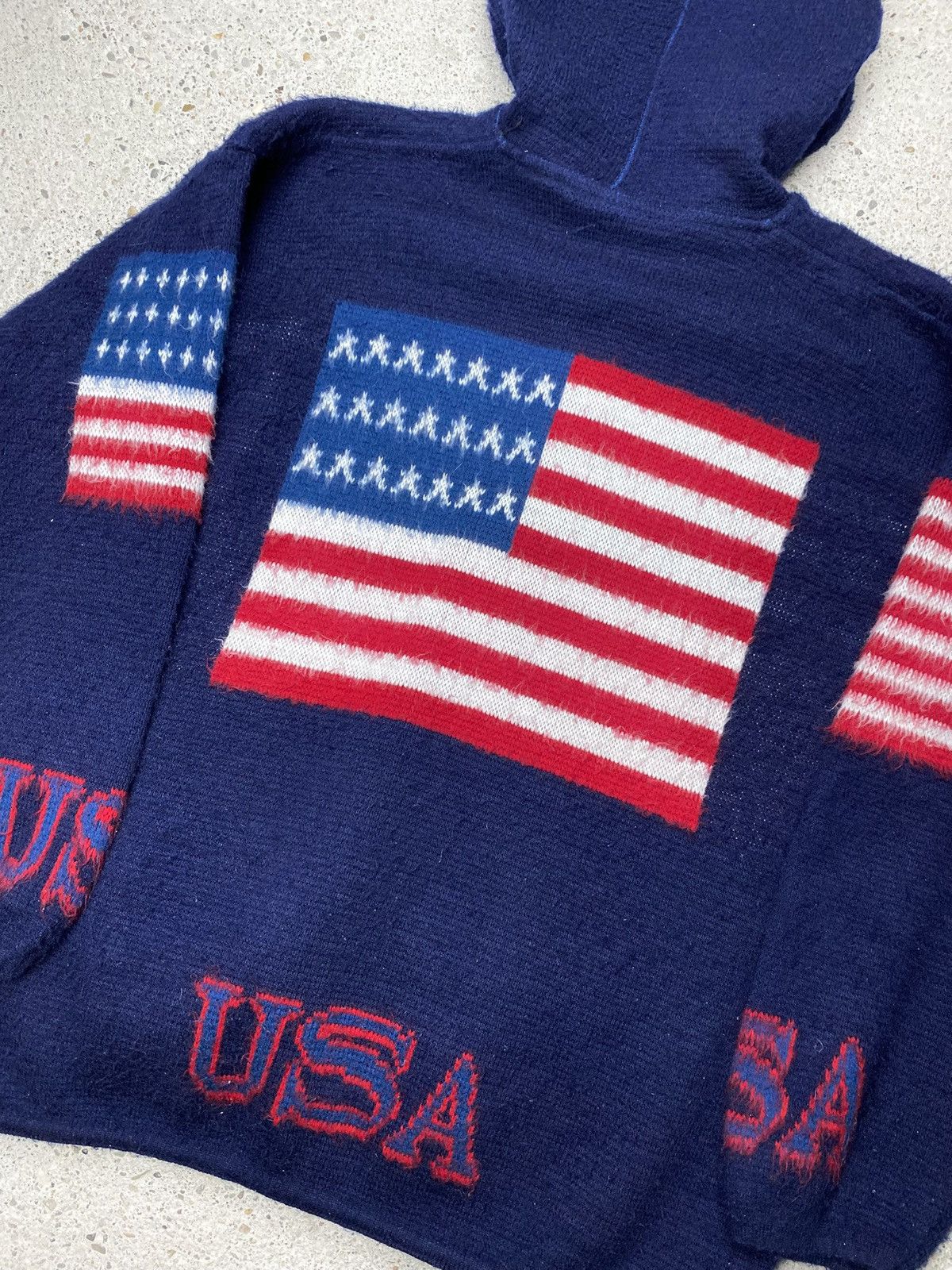 Vintage Vintage usa knitted mohair hoodie flag patriotic ovwrsized Size US L / EU 52-54 / 3 - 9 Thumbnail
