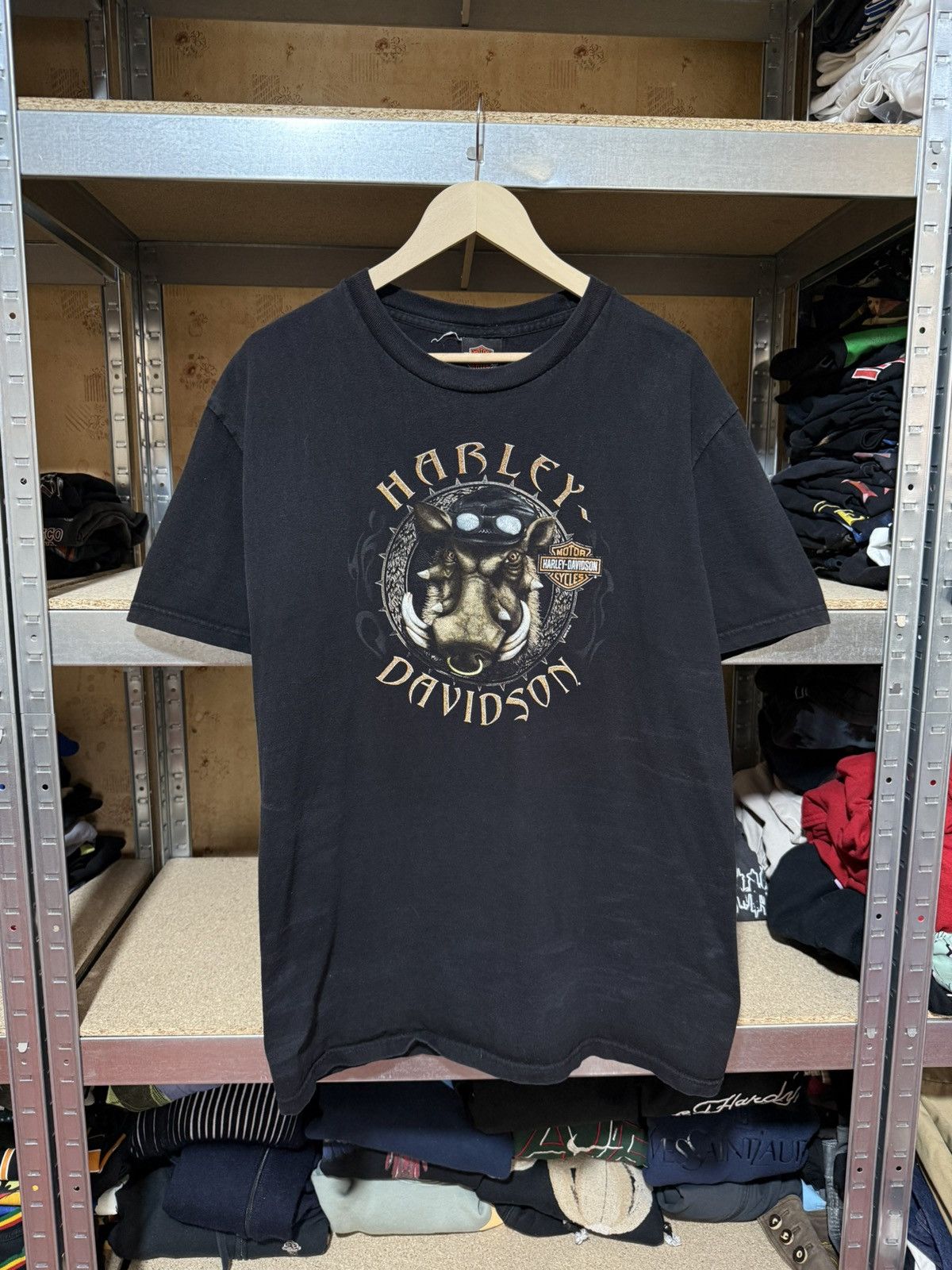 Harley Davidson × Vintage Vintage 2012 Harley Davidson Brian’s Pig Biker Retro T-Shirt Size US L / EU 52-54 / 3 - 1 Thumbnail