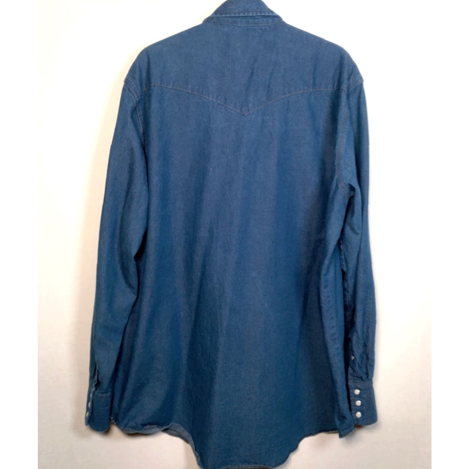 Wrangler Wrangler Denim Pearl Snap Shirt Men 2XT Tall Blue Long Sleeve Ranch Cowboy Rodeo Shirt Size US XXL / EU 58 / 5 - 2 Thumbnail