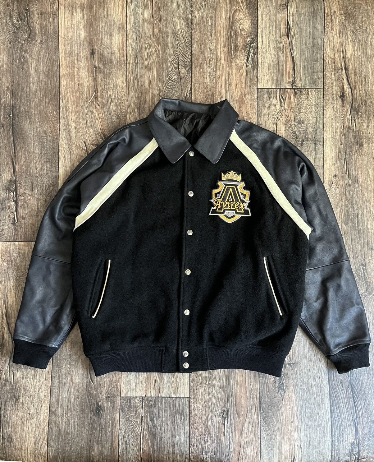 Avirex × Leather Avirex Wool/Leather Varsity Reversible Bomber Jacket Size US XL / EU 56 / 4 - 1 Thumbnail