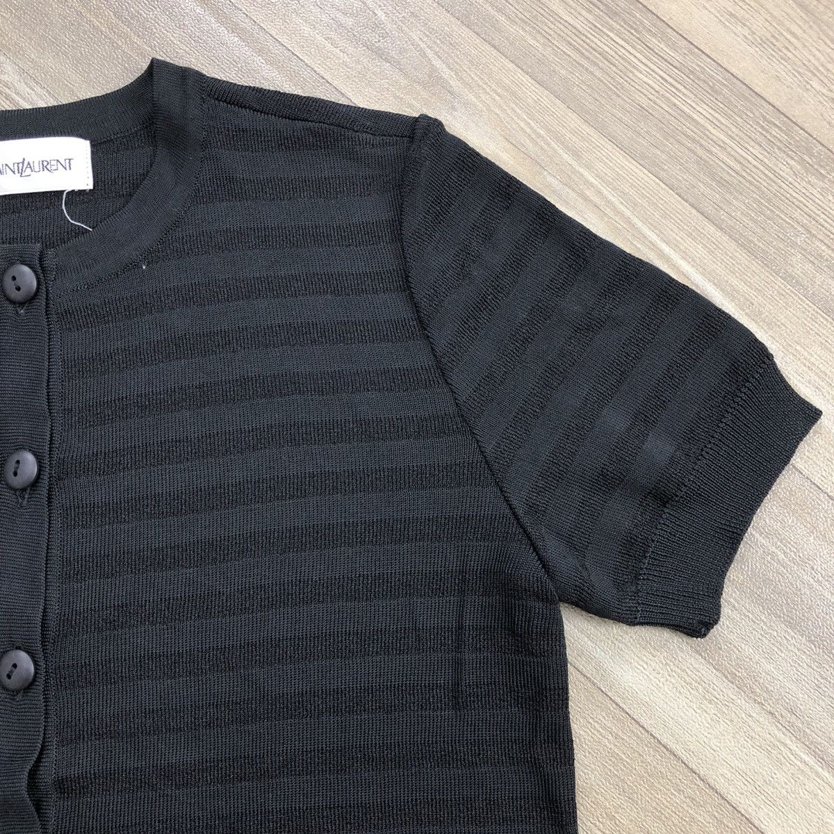 Vintage × Yves Saint Laurent Luxury Yves Saint Laurent YSL Stretch Striped Button Up Tee Size XS / US 0-2 / IT 36-38 - 4 Thumbnail