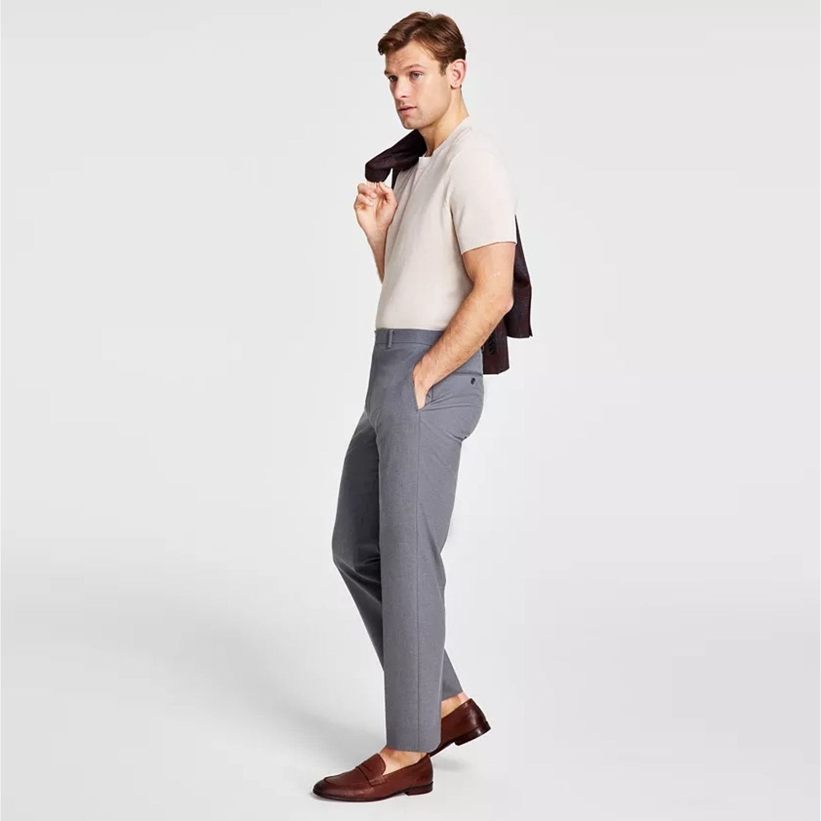 Michael Kors Michael Kors Men's Light Grey Stretch Dress Pants Size 33x32 Size US 33 - 1 Thumbnail