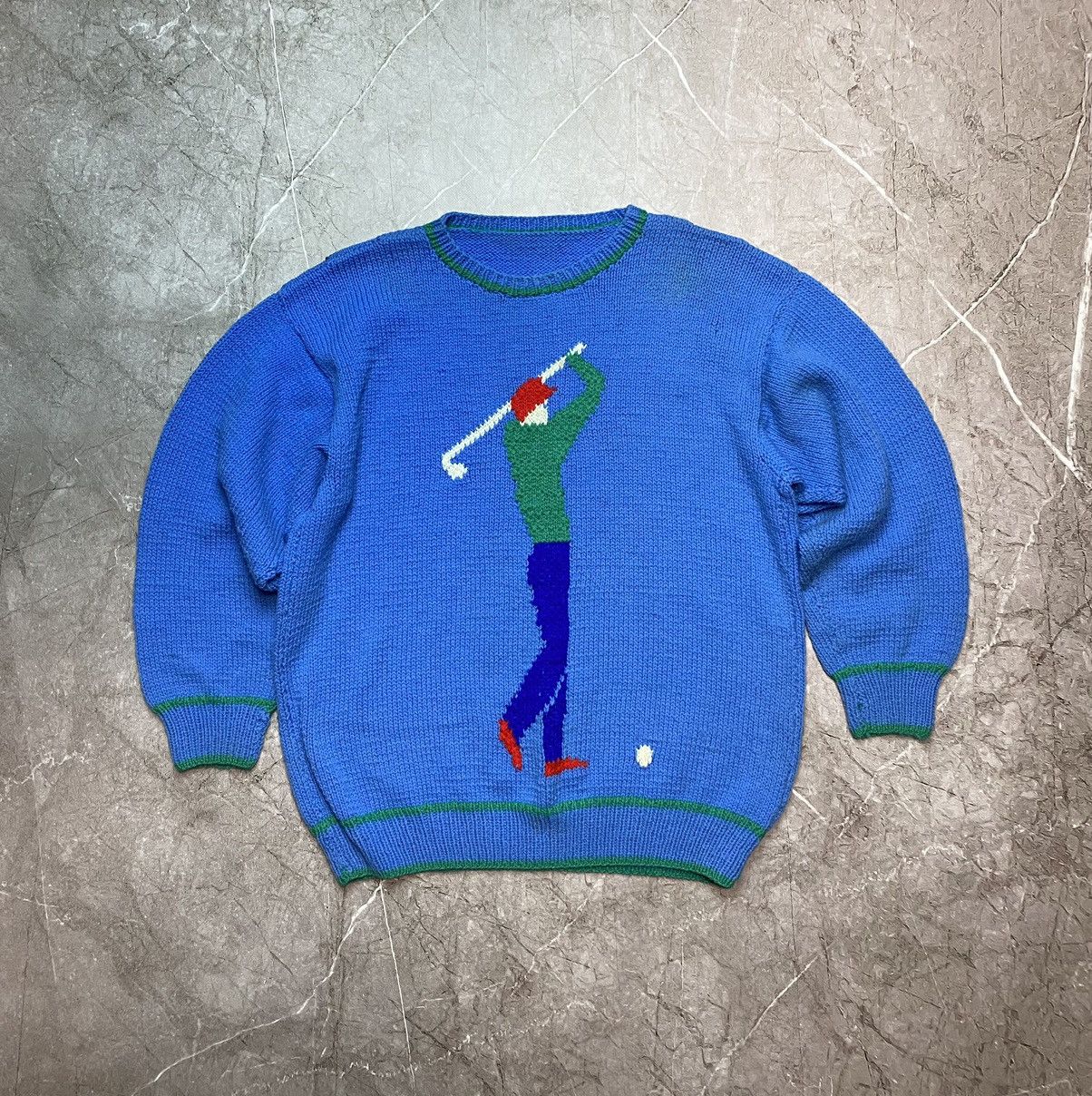 Handmade × Vintage Vintage hand knit golf sweater Size US L / EU 52-54 / 3 - 1 Thumbnail
