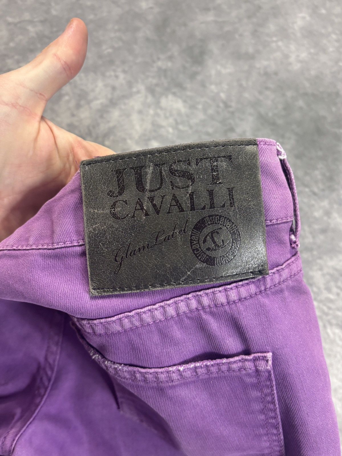 Just Cavalli × Roberto Cavalli × Vintage 2000s Just Cavalli Jeans Vintage Roberto Cavalli Purple Pant Size 29" - 3 Thumbnail