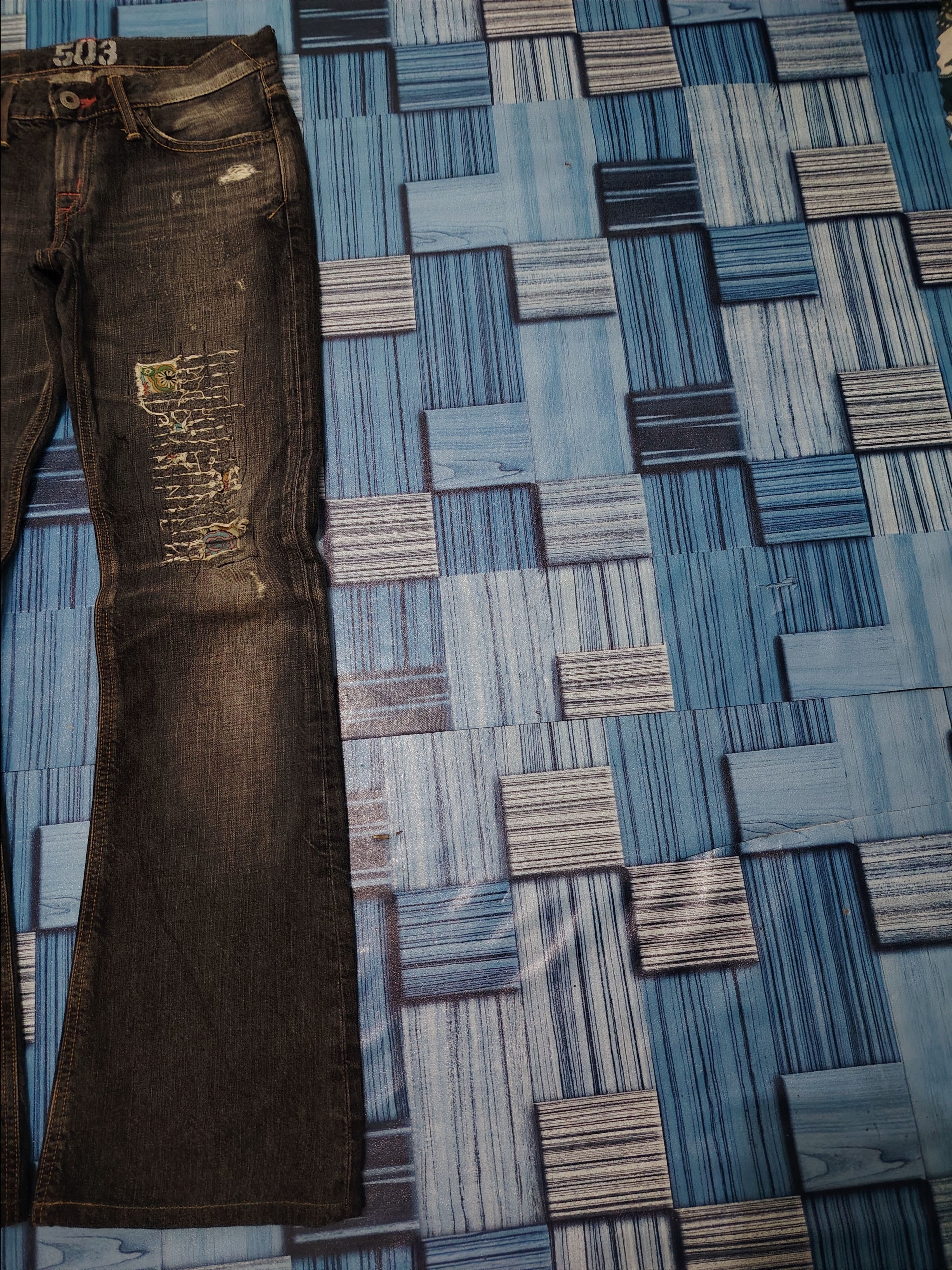 Edwin Japanese Edwin Ripped Flared Jeans I6W9 Style Size US 29 - 3 Thumbnail