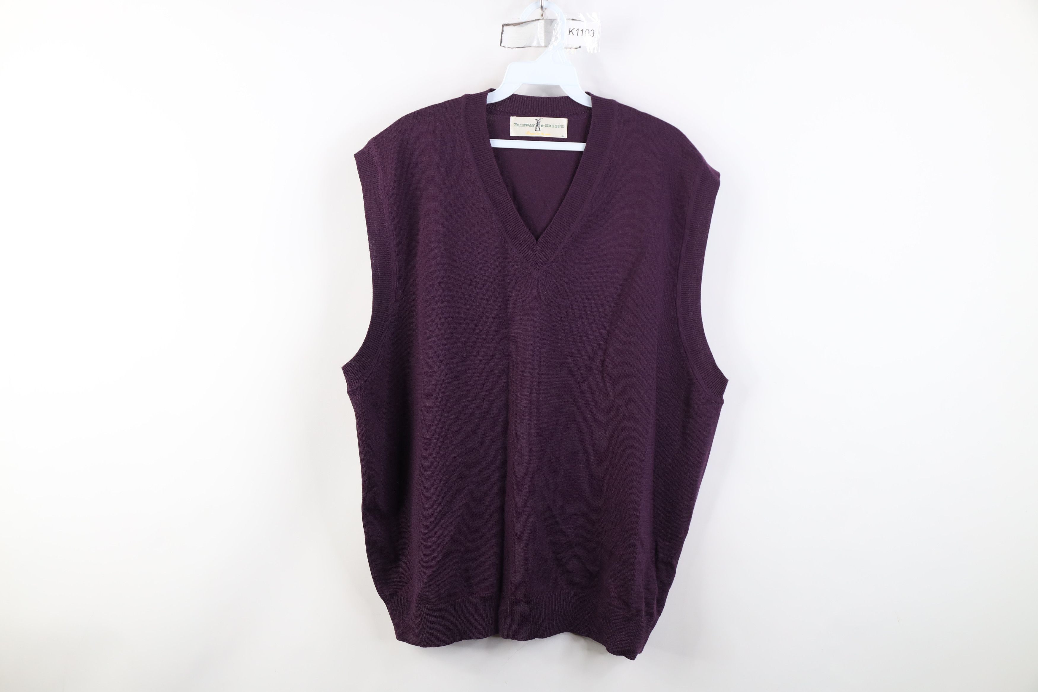 Vintage Vintage 90s Streetwear Wool Knit V-Neck Sweater Vest Purple Size US L / EU 52-54 / 3 - 1 Thumbnail