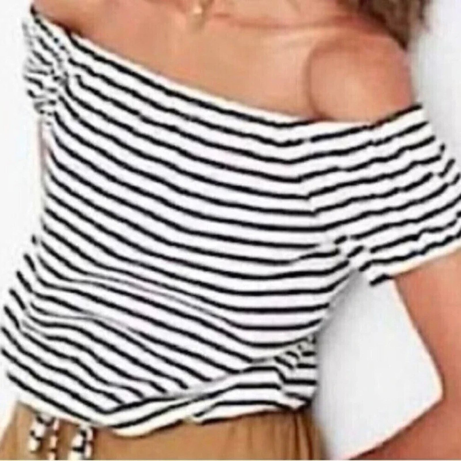 Anthropologie Madewell striped off the shoulder crop top, size XS Size XS / US 0-2 / IT 36-38 - 1 Thumbnail