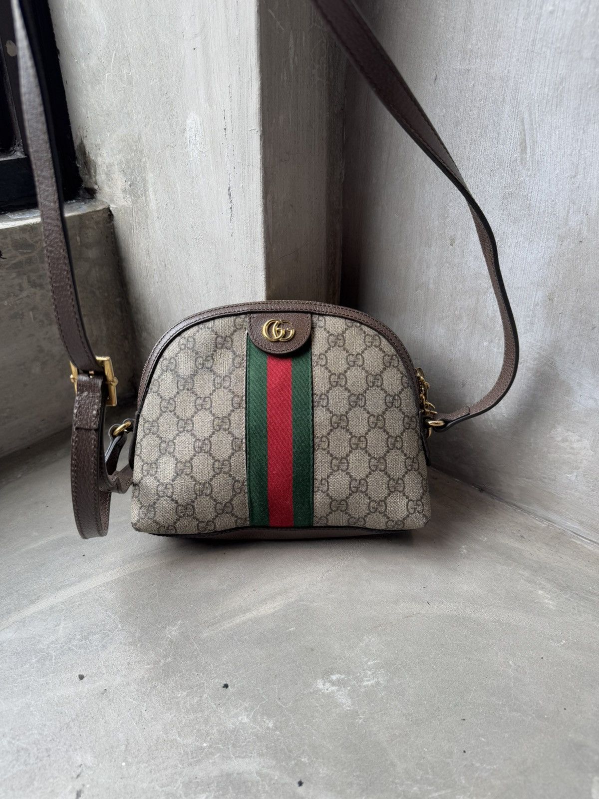 Gucci GUCCI BROWN CANVAS GG SUPREME OPHIDIA DOME SMALL BAG Size ONE SIZE - 2 Thumbnail