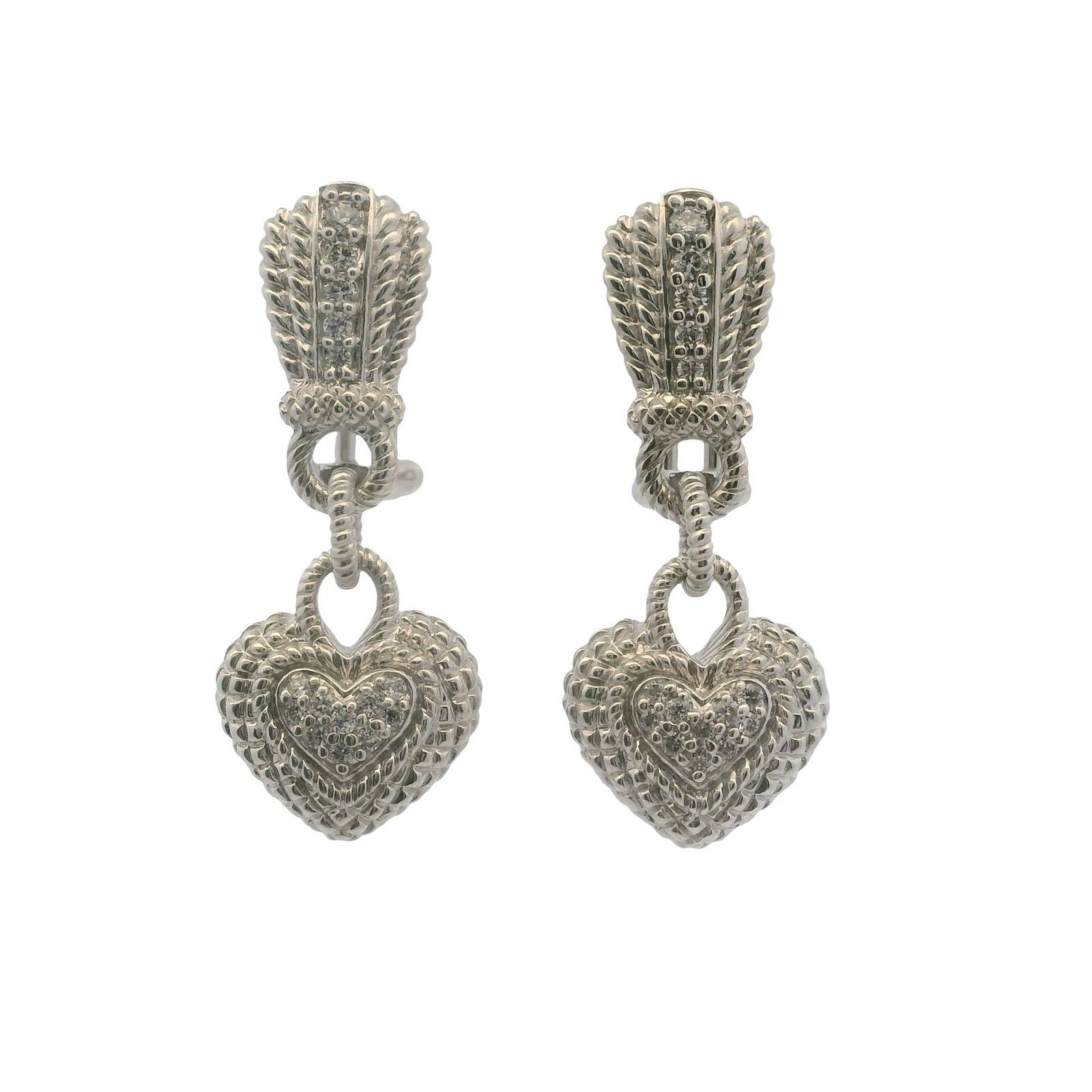 Judith Ripka Judith Ripka CZ Heart Sterling Silver 925 Earrings Size ONE SIZE - 5 Thumbnail