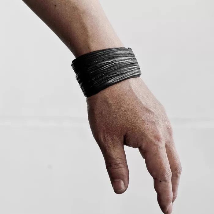 DETAJ Detaj Distressed Hair Texture 925 2-Tone Silver Bracelet Size ONE SIZE - 4 Thumbnail