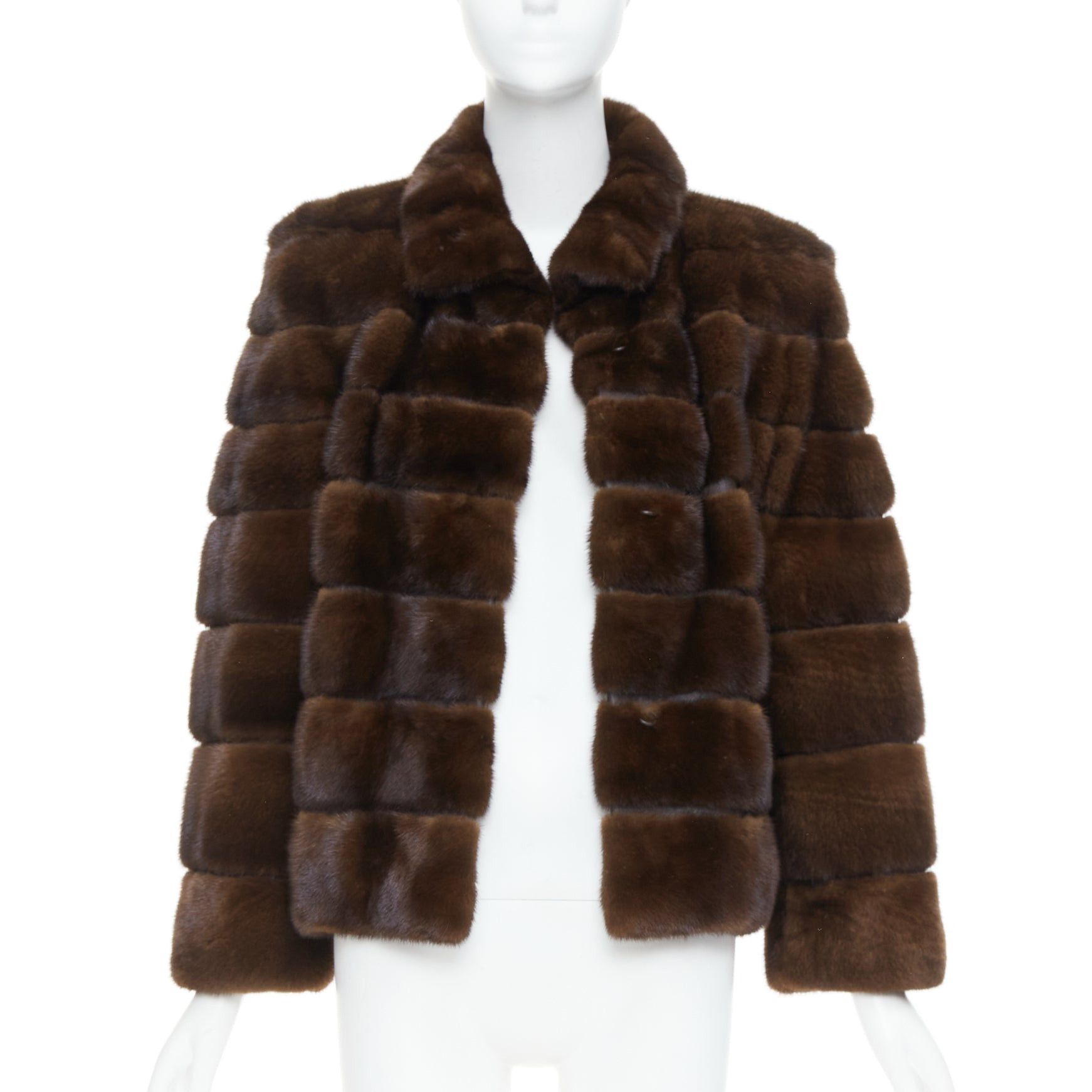 Other NO BRAND brown authentic tiered rare fur collared pocketed jacket Size ONE SIZE - 1 Thumbnail