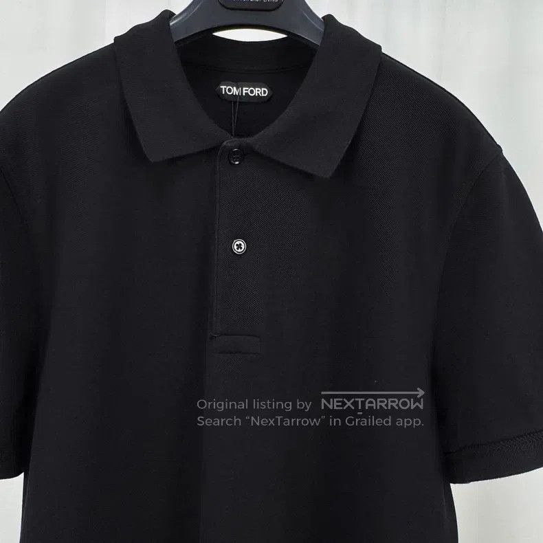 Tom Ford Tom Ford Black Embroidered Letter 'P' Polo Short Sleeve Size US L / EU 52-54 / 3 - 3 Thumbnail