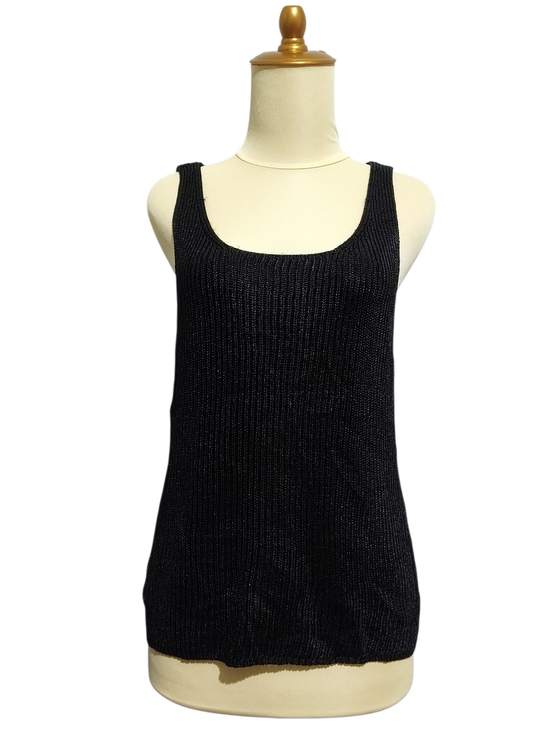 Ralph Lauren Ralph Lauren Black Metallic Rib Knit Tank Top Size L / US 10 / IT 46 - 1 Thumbnail