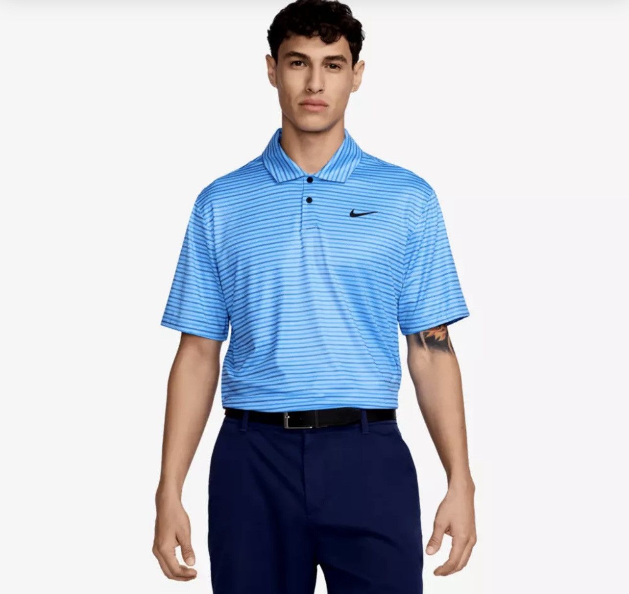 Nike Nike Dri-FIT Tour Striped Performance Golf Polo Blue Size US S / EU 44-46 / 1 - 1 Thumbnail
