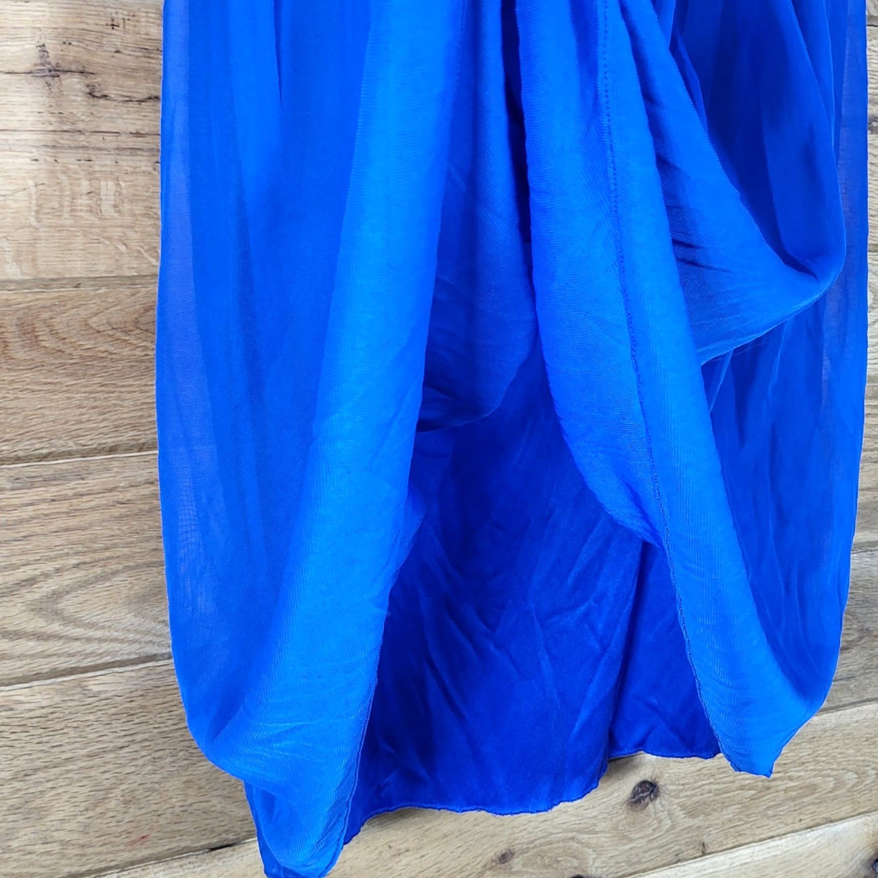 Vintage David's Bridal Cocktail Dress Womens Size 6 Lace Chiffon V-Neck Royal Blue Dress Size M / US 6-8 / IT 42-44 - 3 Thumbnail