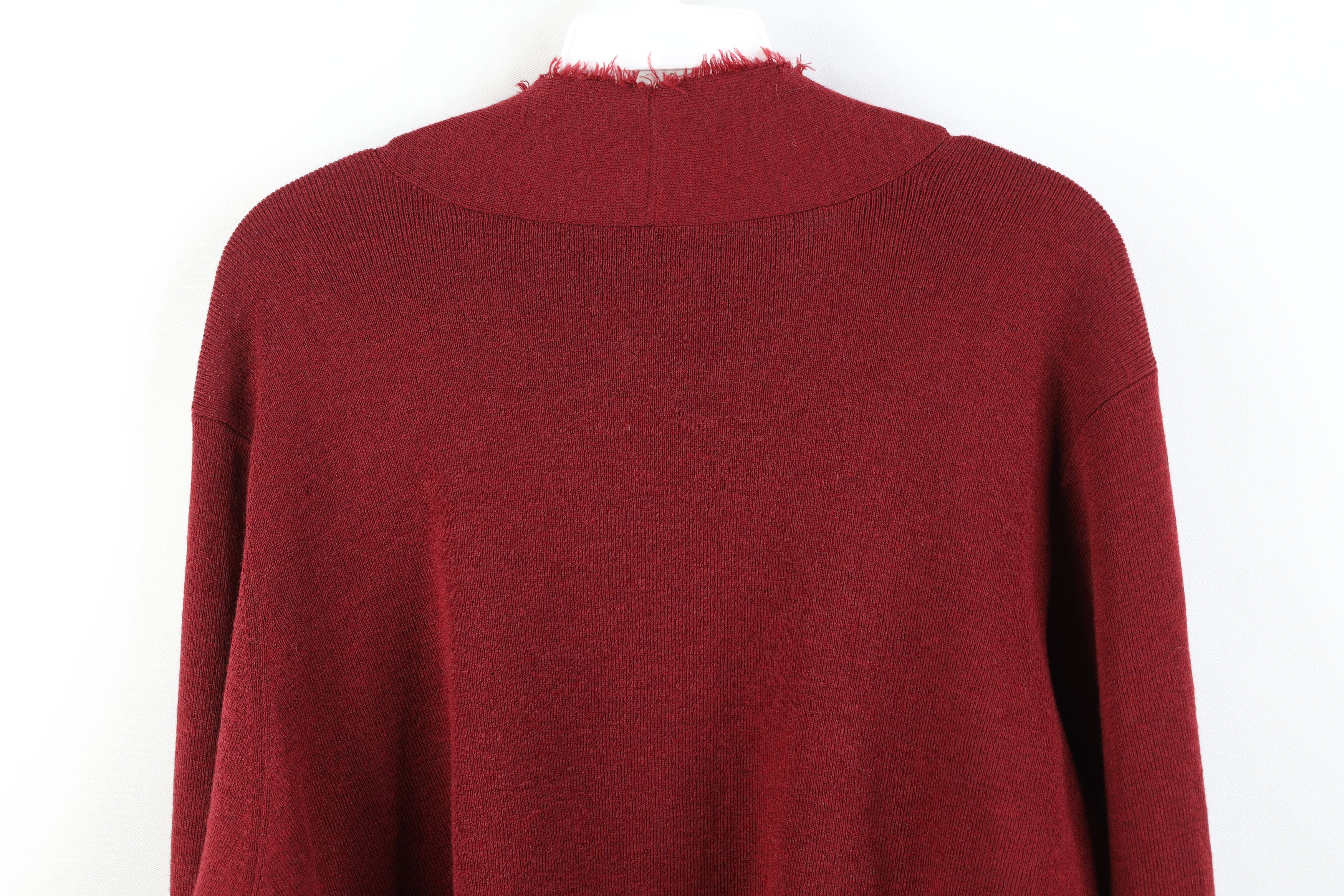 Eileen Fisher Eileen Fisher Knit Fringed Open Front Cardigan Sweater Red Size XL / US 12-14 / IT 48-50 - 12 Thumbnail