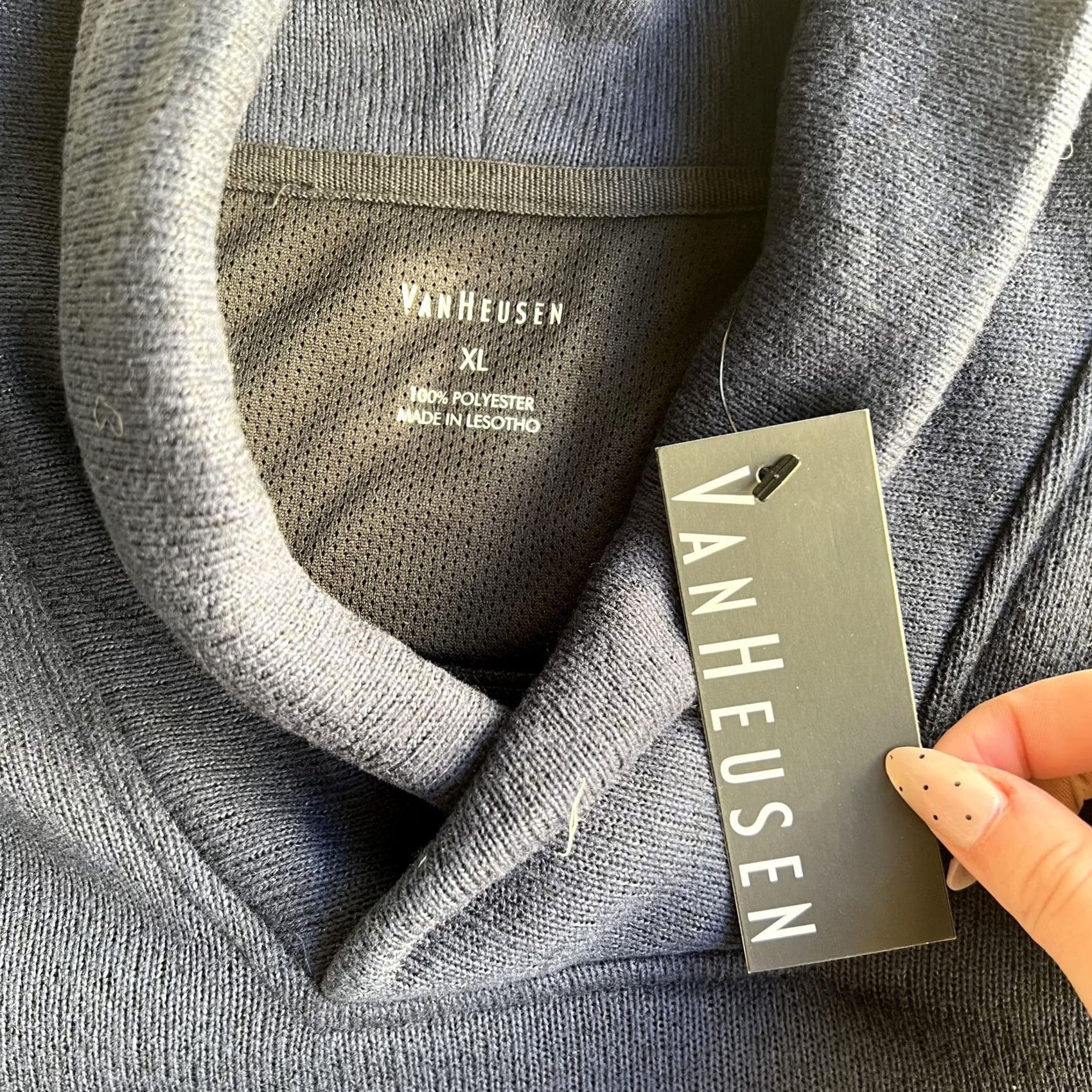 Van Heusen Van Heusen Sweater Mens XL Blue Shawl Collar V Neck Polyester Knit Pullover Size US XL / EU 56 / 4 - 2 Thumbnail