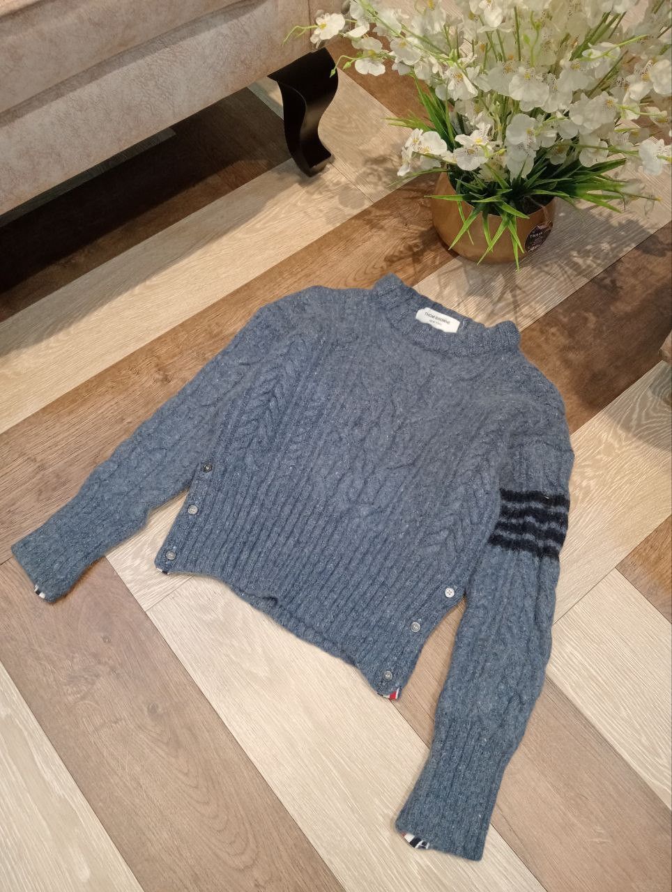 Thom Browne THOM BROWNE CABLE-KNIT BLEND WOOL MOHAIR SWEATER Size S / US 4 / IT 40 - 2 Thumbnail
