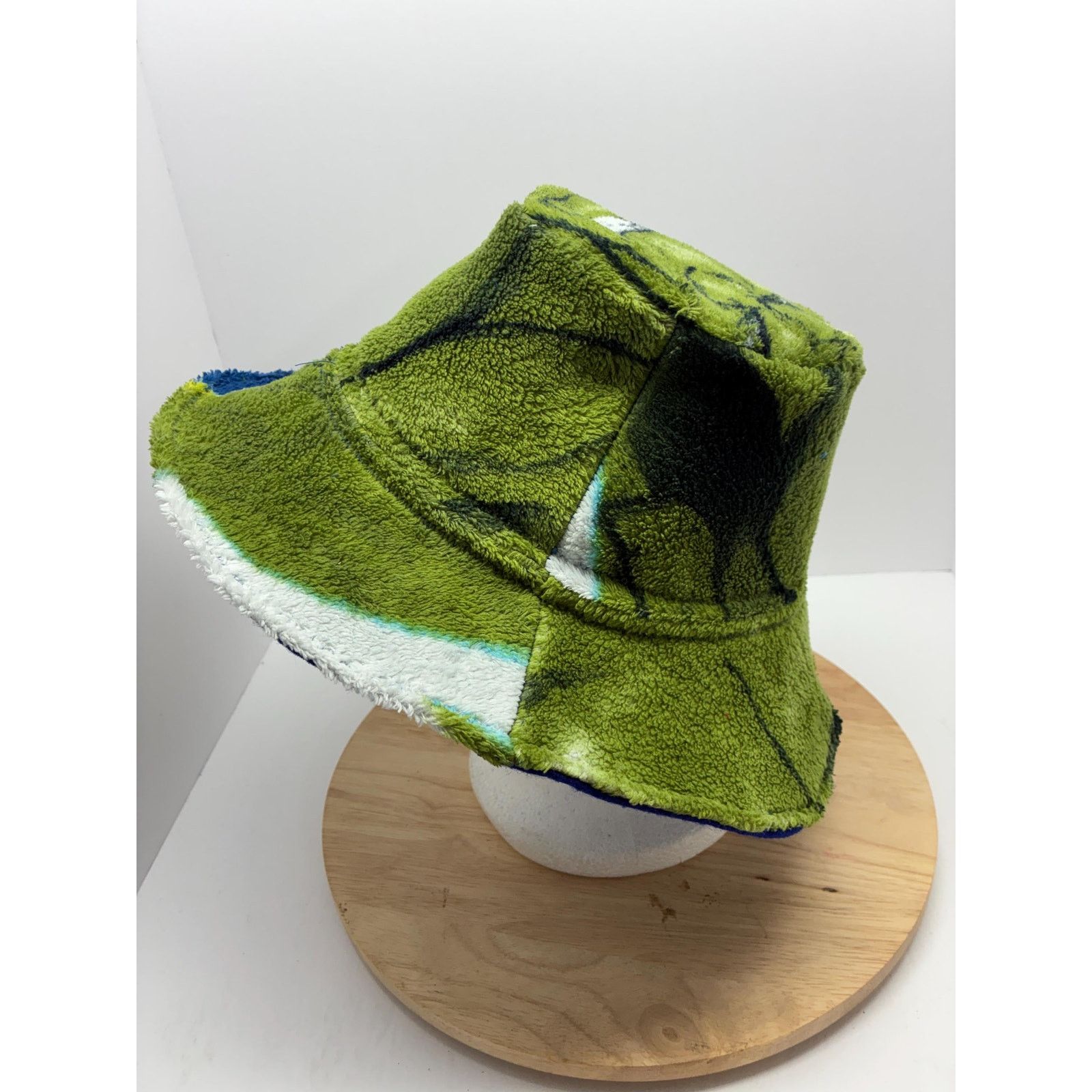Other Plush Fleece Bucket Hat Large | Abstract Green Sherpa Hat Size ONE SIZE - 3 Thumbnail