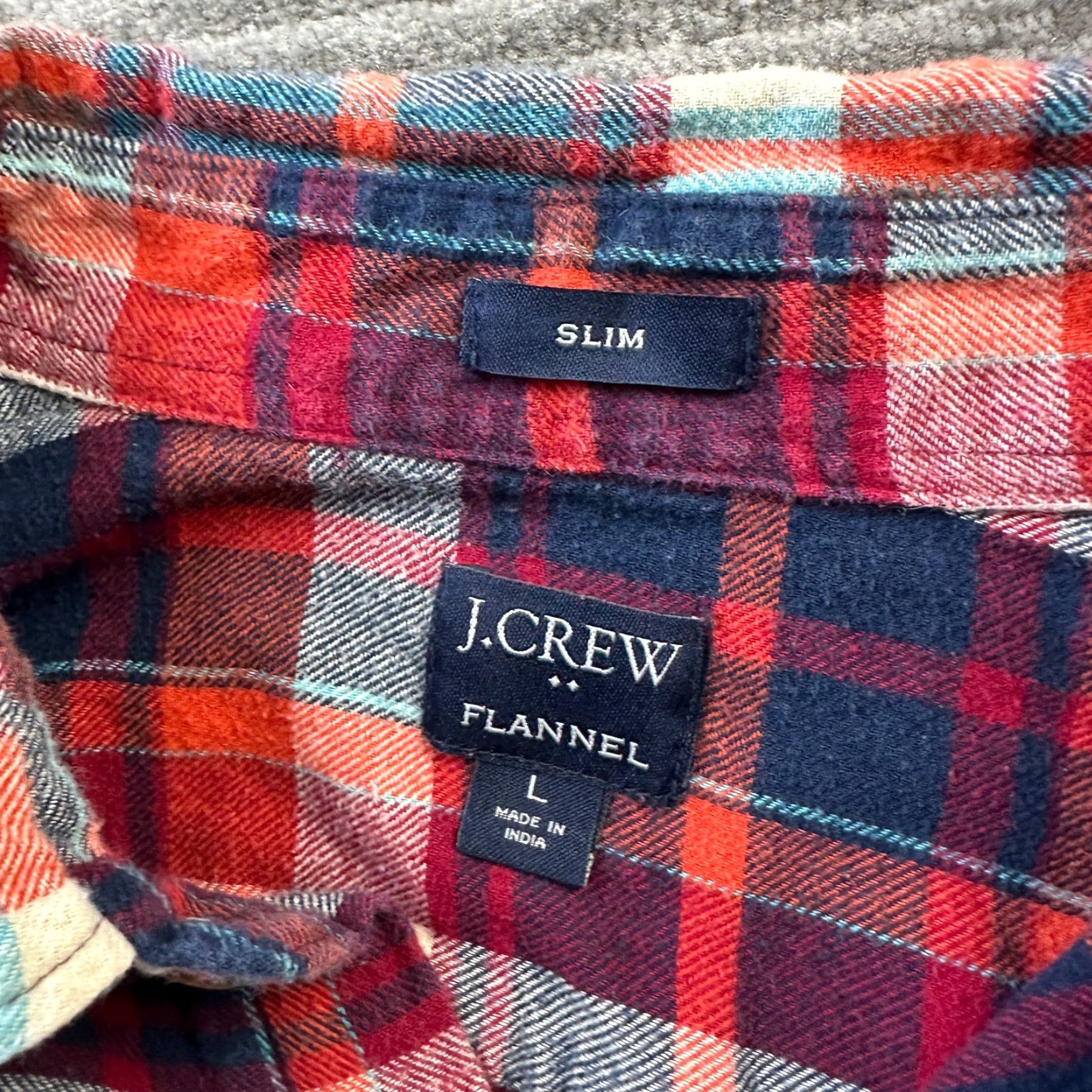 J.Crew J Crew Shirt Mens Large Red Flannel Button Up Slim Plaid Size US L / EU 52-54 / 3 - 7 Thumbnail