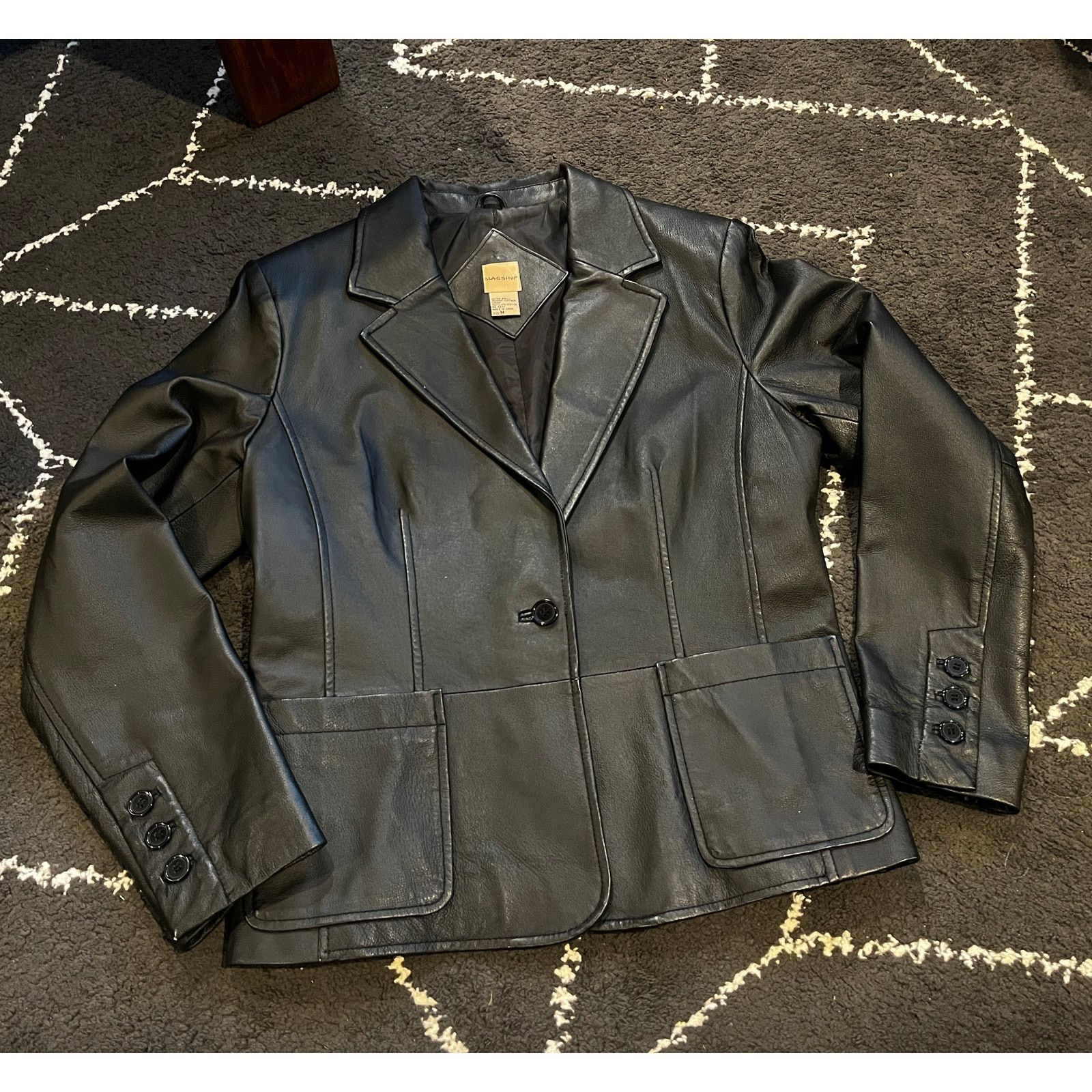 Other Massani Genuine Leather Jacket Black Men's Size Medium Size M / US 6-8 / IT 42-44 - 2 Thumbnail
