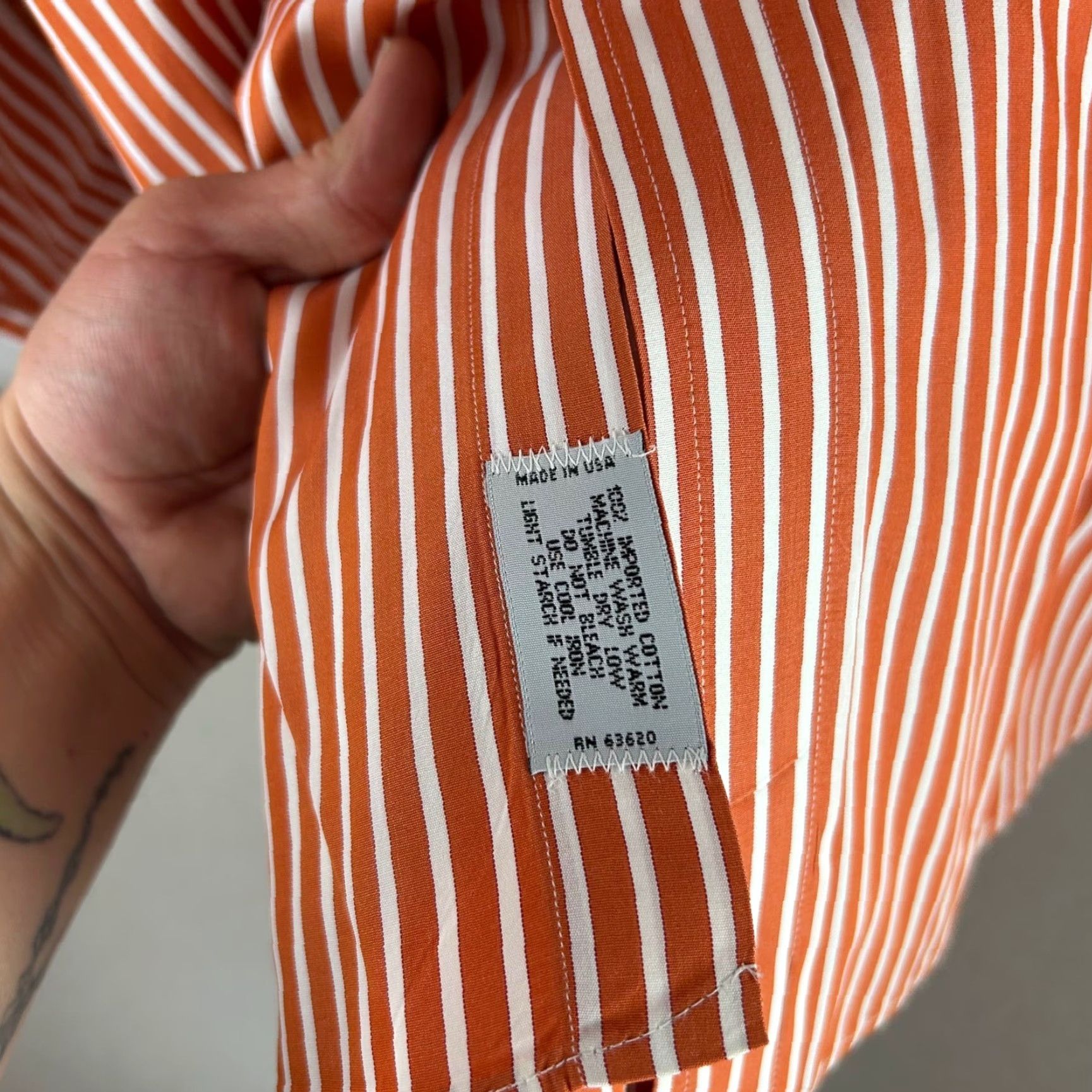Vintage Gitman Bros Button-Down Shirt Mens 3XT Orange White Striped Big & Tall USA Made Size US XXL / EU 58 / 5 - 7 Thumbnail