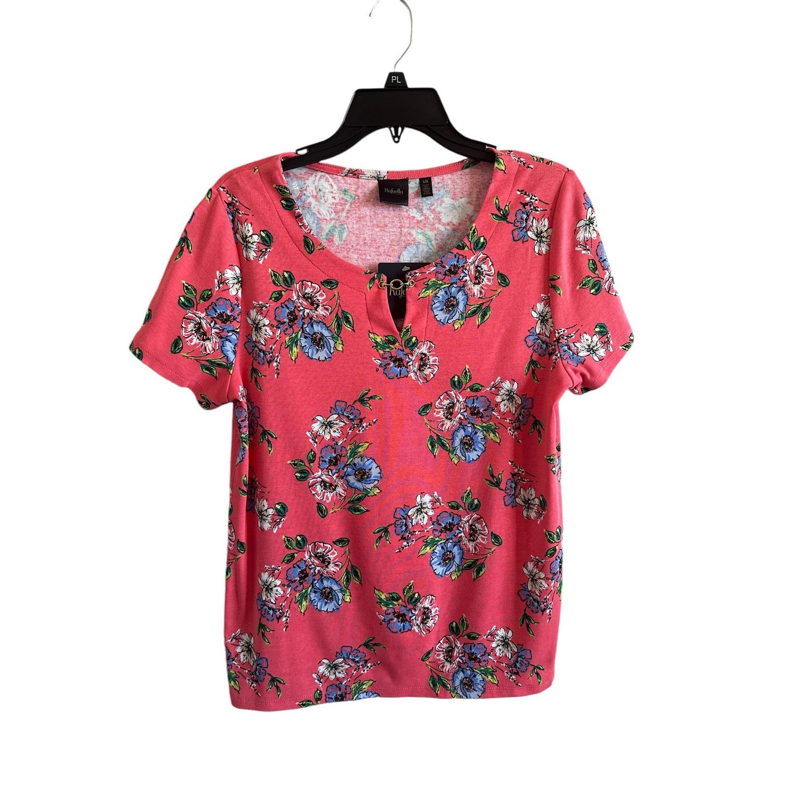 Other Rafaella Floral Short Sleeve Round Neck Cotton Blouse Top Size L / US 10 / IT 46 - 3 Thumbnail