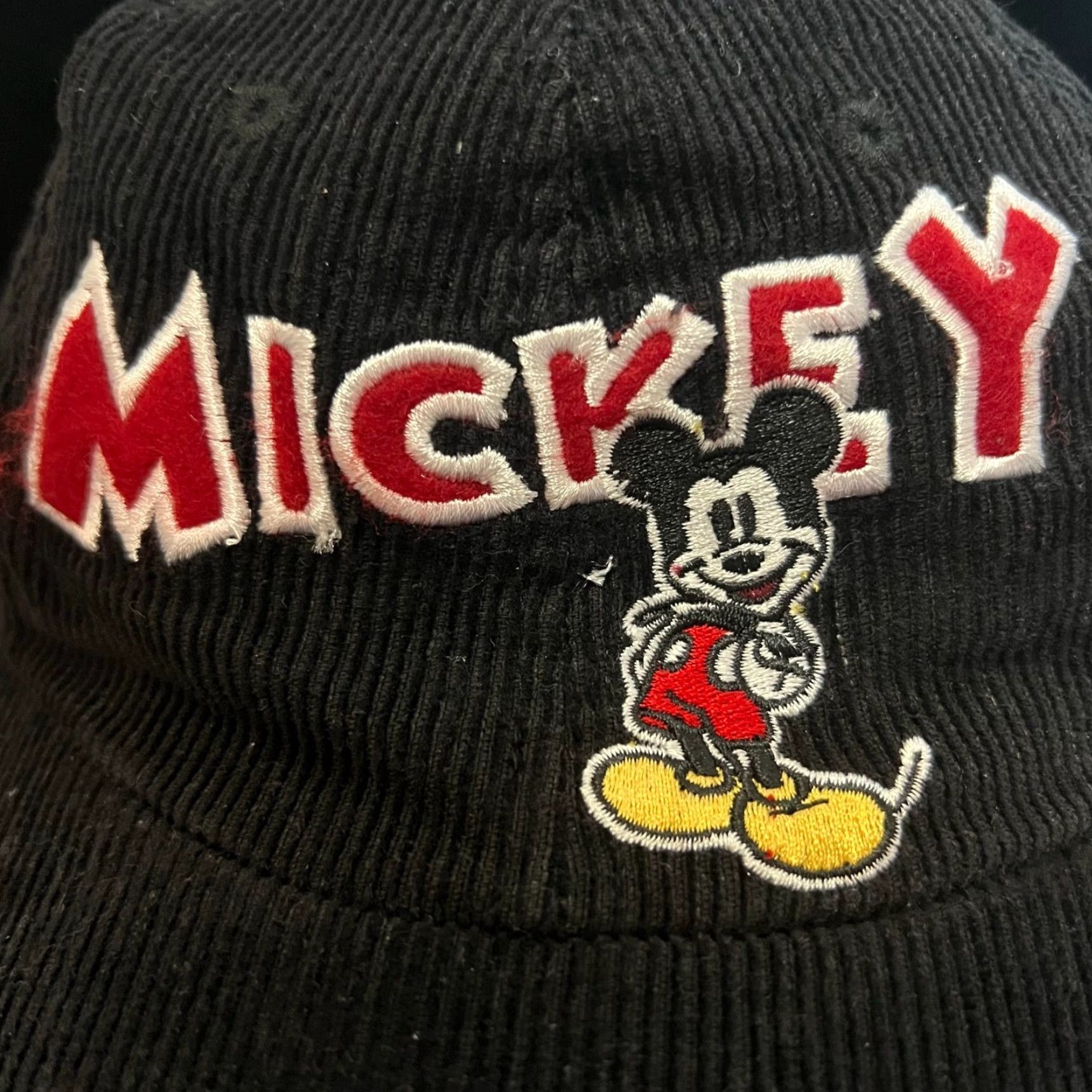 Disney VINTAGE Disney Mickey Mouse Corduroy Hat Adult Black Adjustable Hat Size ONE SIZE - 2 Thumbnail