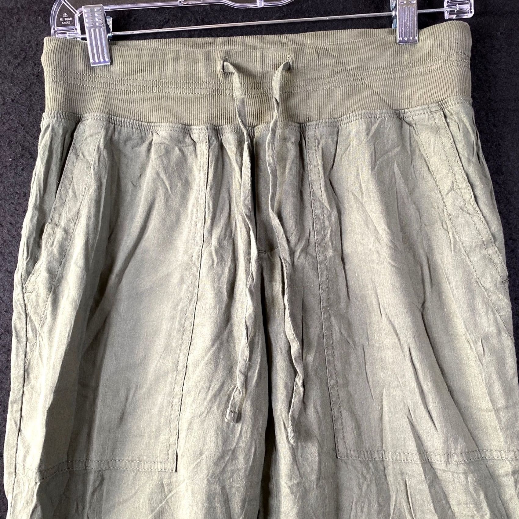 Lou & Grey Lou & Grey Womens Pants Green Jogger Drawstring Linen Capri Stretch XS Size 28" / US 6 / IT 42 - 2 Thumbnail