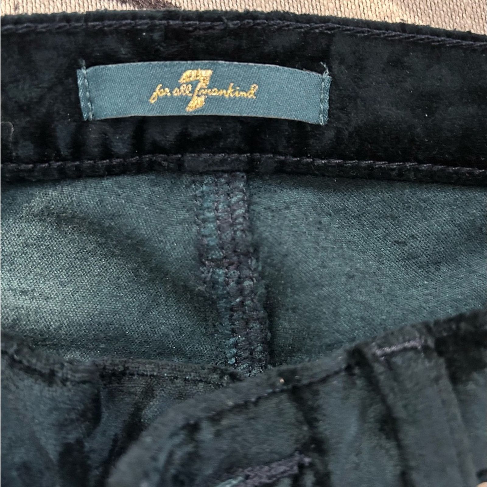 7 For All Mankind 7 For Mankind Emerald green Crushed Velvet Skinny Jeans 26 Size 26" / US 2 / IT 38 - 5 Thumbnail