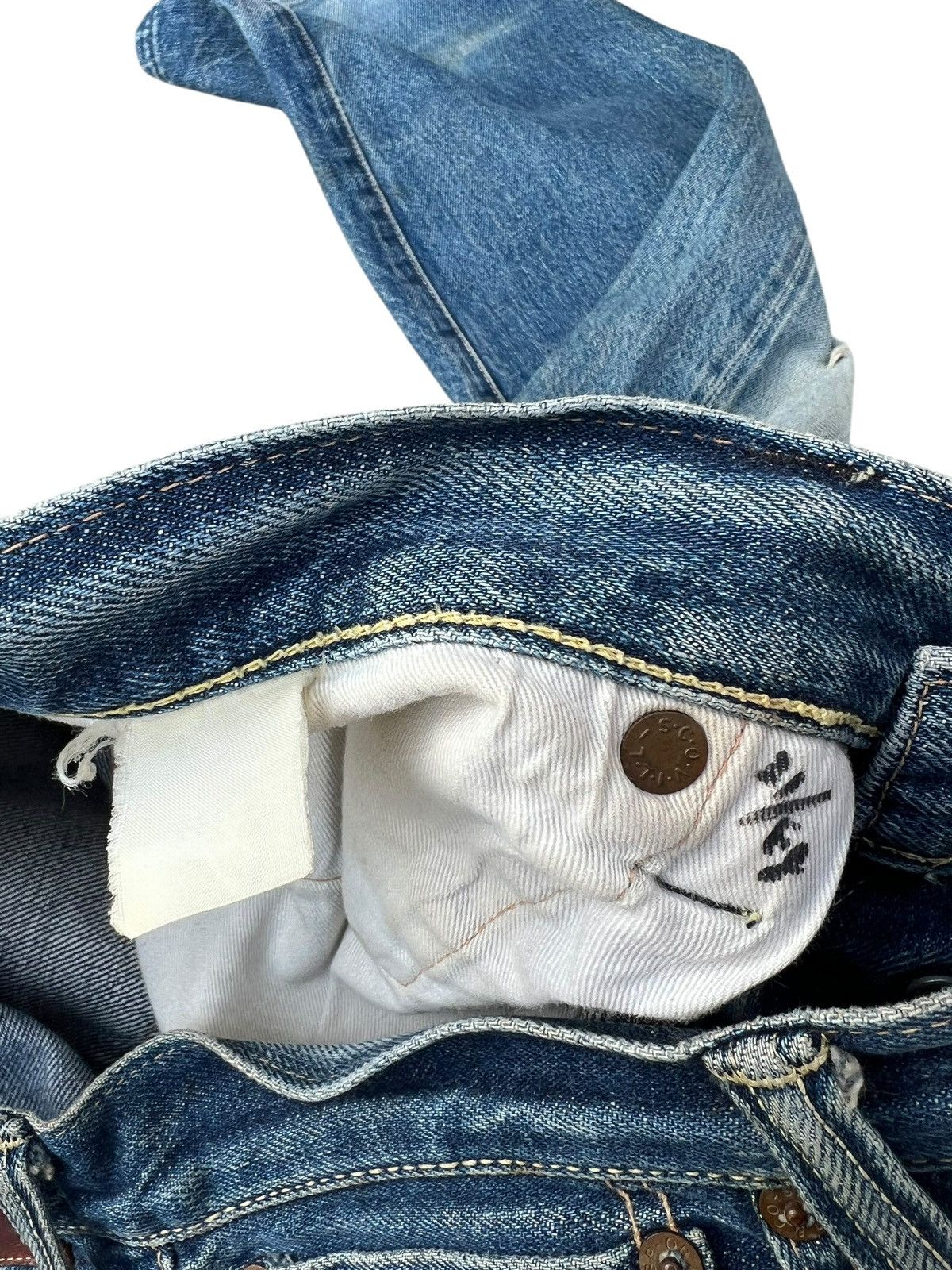 Full Count & Co. Vintage OVER RAIL & Co Japan Dirty Mud Denim Selvedge Jeans Size US 31 - 22 Thumbnail