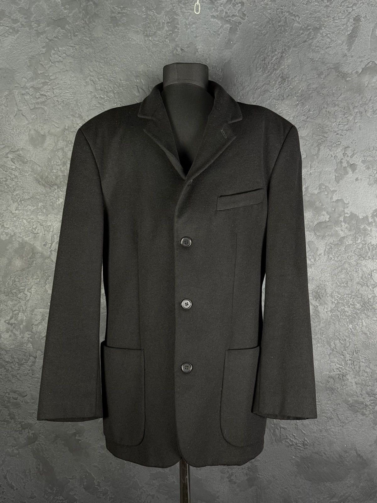 Emporio Armani 90s Vintage Mens EMPORIO ARMANI Black Coat Blazer Wool Italy Size US M / EU 48-50 / 2 - 4 Thumbnail
