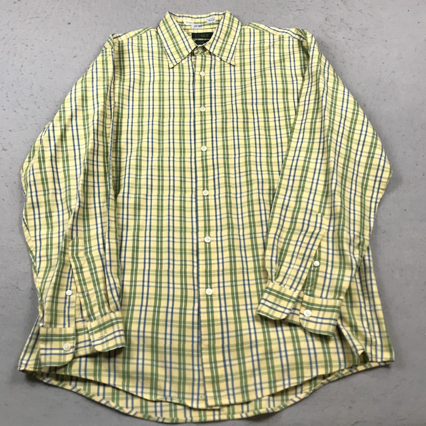 J.Crew VINTAGE J.CREW Shirt Mens M Yellow Plaid 100% Cotton 90s Lights Size US M / EU 48-50 / 2 - 2 Thumbnail