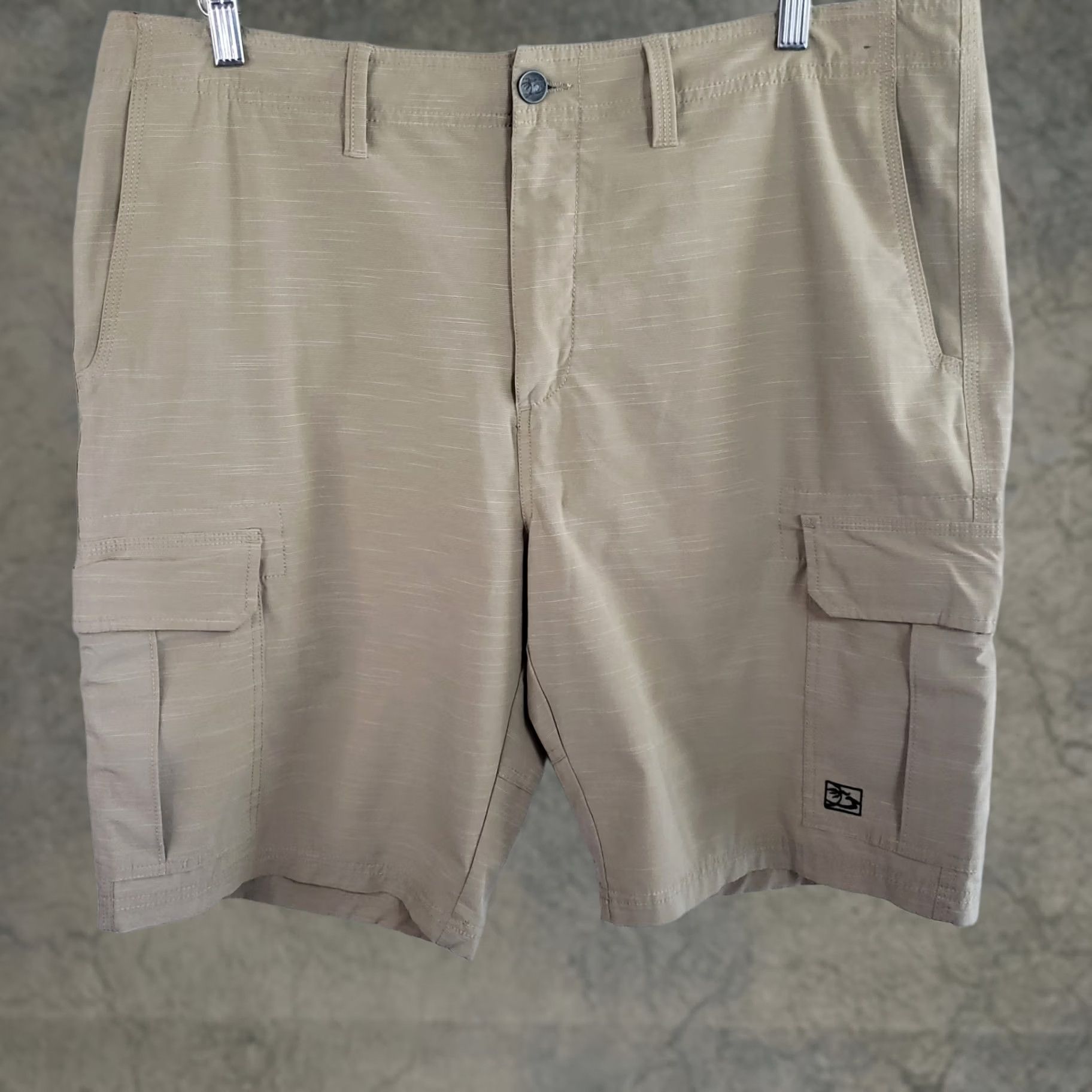 Vintage HONOLUA Cargo Shorts Men 38x10 Beige Poly Cotton Spandex Flat Front Casual Beach Size US 38 / EU 54 - 1 Thumbnail