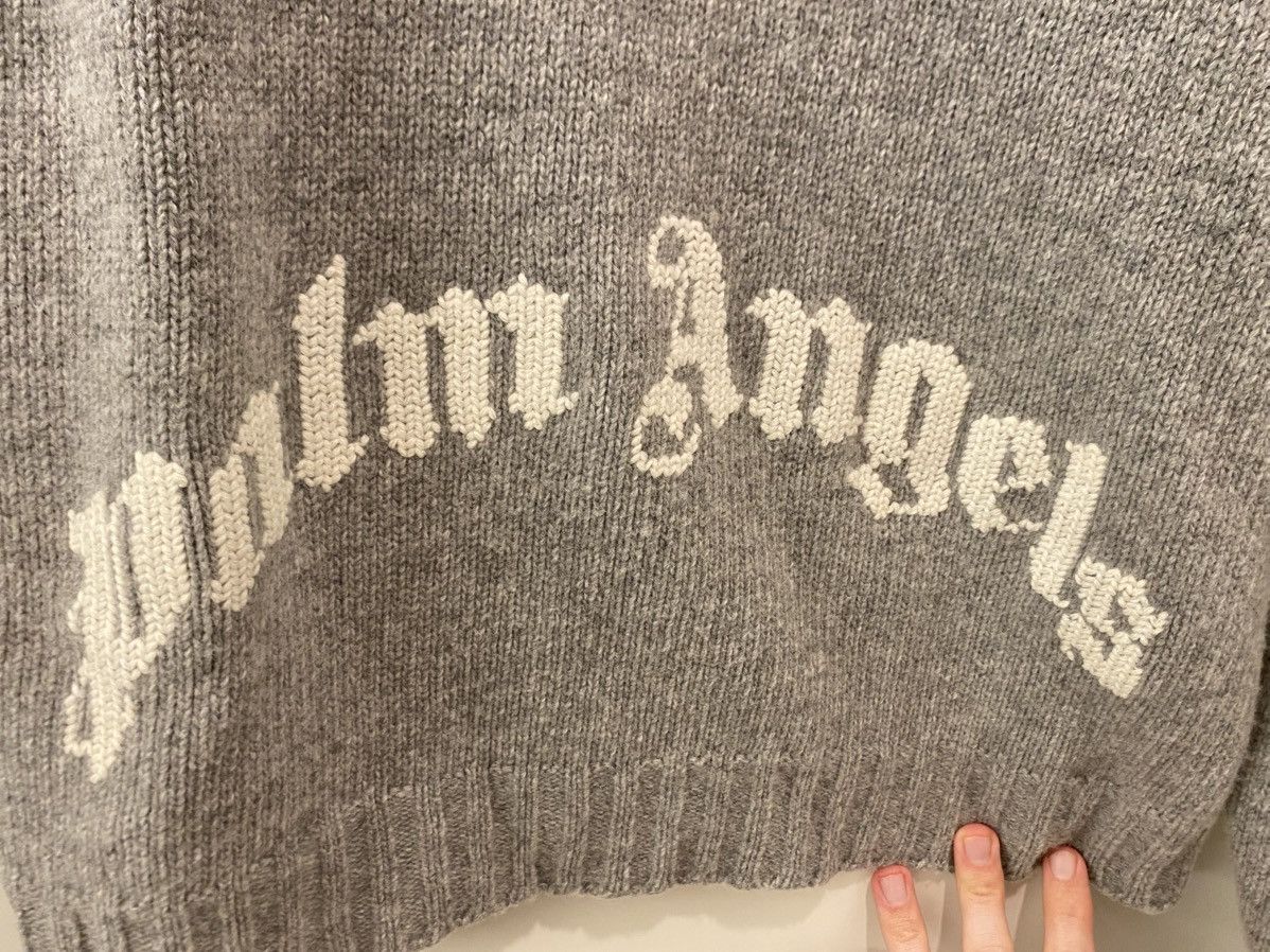 Palm Angels Palm Angels Intarsia Curved Logo Grey Melange Sweater Size US L / EU 52-54 / 3 - 3 Thumbnail