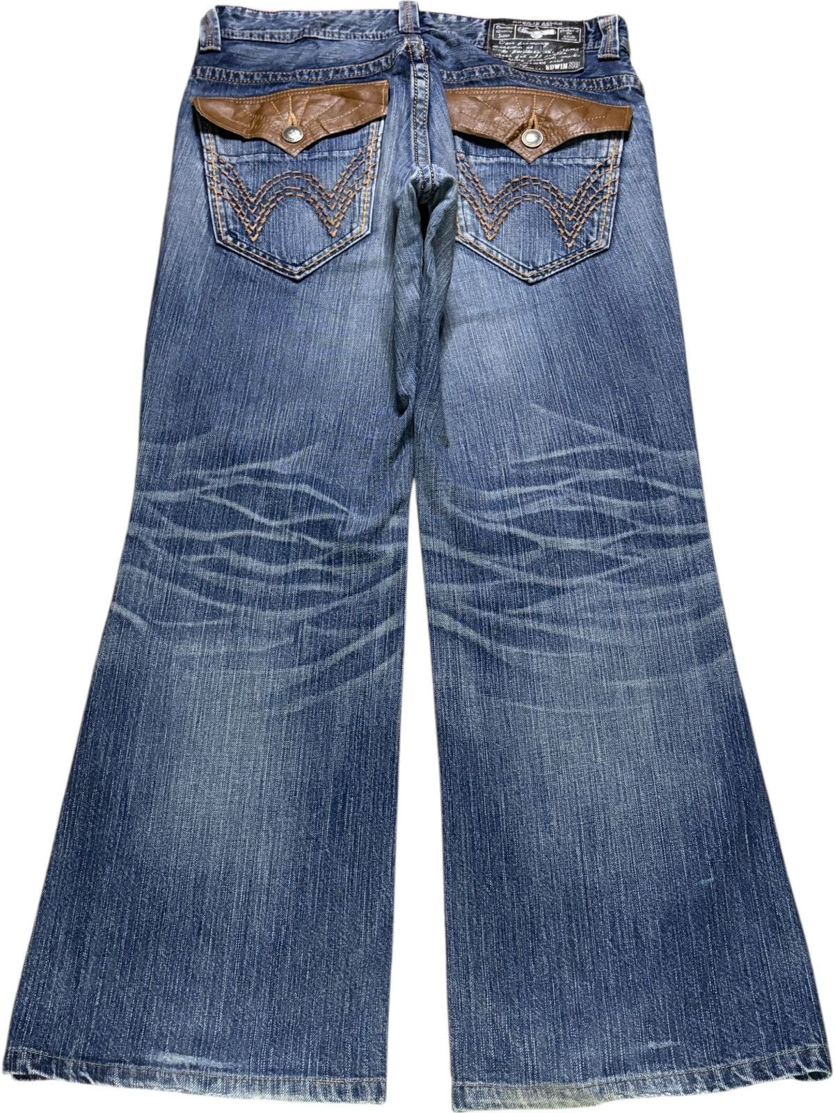 Edwin × Japanese Brand Vintage Edwin XV Mud Wash Distressed Ripped Flare Jean Size US 33 - 2 Thumbnail