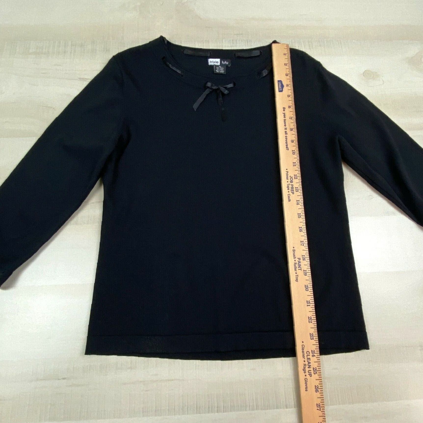 Vintage Trixie Lulu Womens Blouse XL Black 3/4 Sleeves Casual Ladies Size XL / US 12-14 / IT 48-50 - 6 Thumbnail