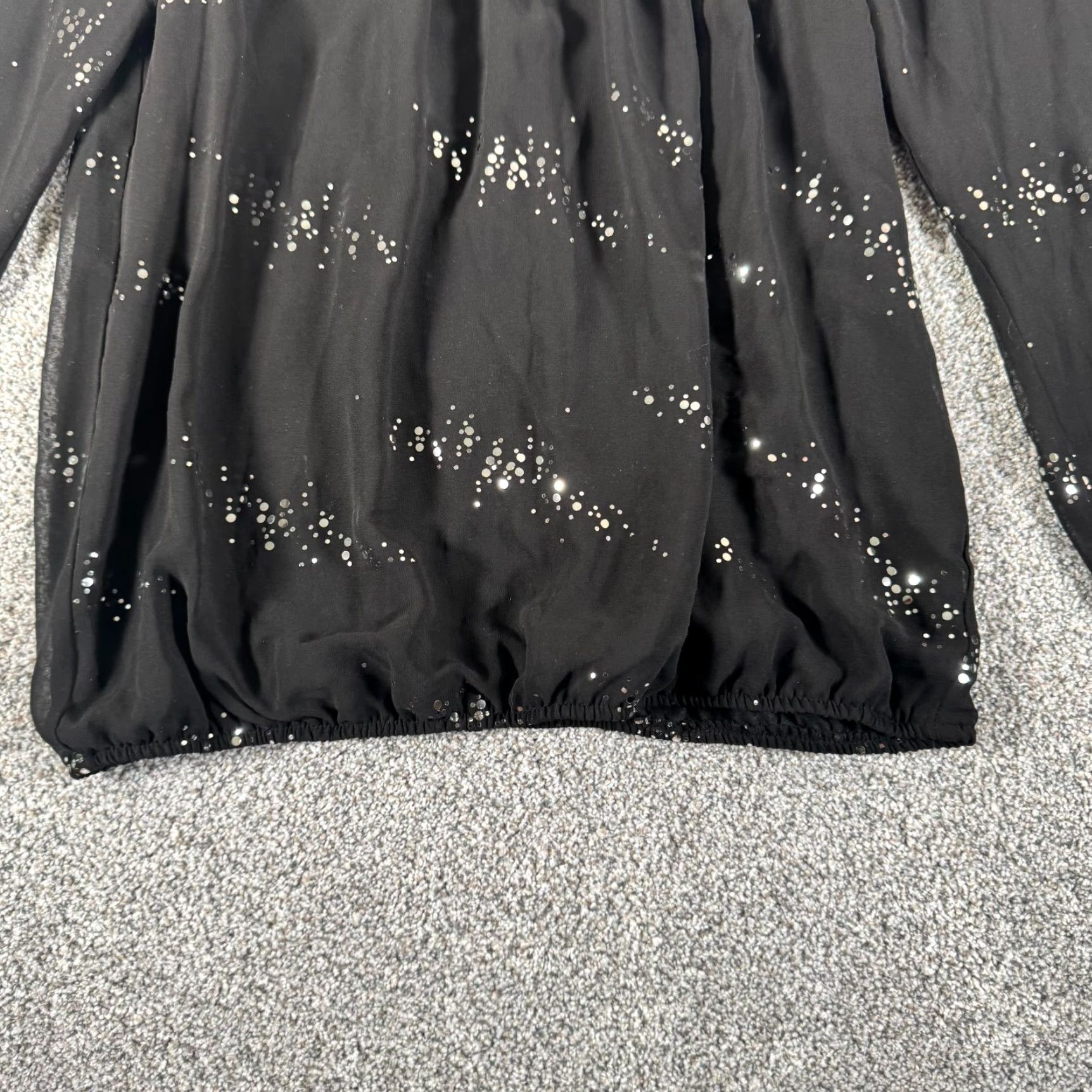 Vintage Valerie Stevens Blouse Shirt Medium M Women Dark Fairy Sequin Sheer Balloon Sleeve Polka Dot Casual Party/Cocktail Vintage No Mens Women Size M / US 6-8 / IT 42-44 - 7 Thumbnail