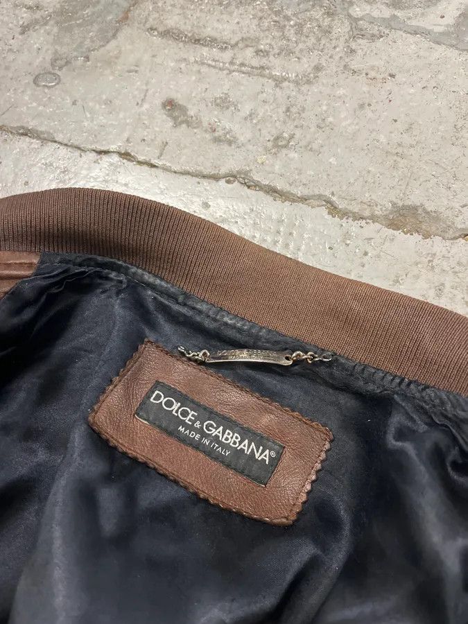 Dolce & Gabbana 2000s Dolce & Gabbana Brown Leather Bomber Jacket Size US M / EU 48-50 / 2 - 9 Thumbnail