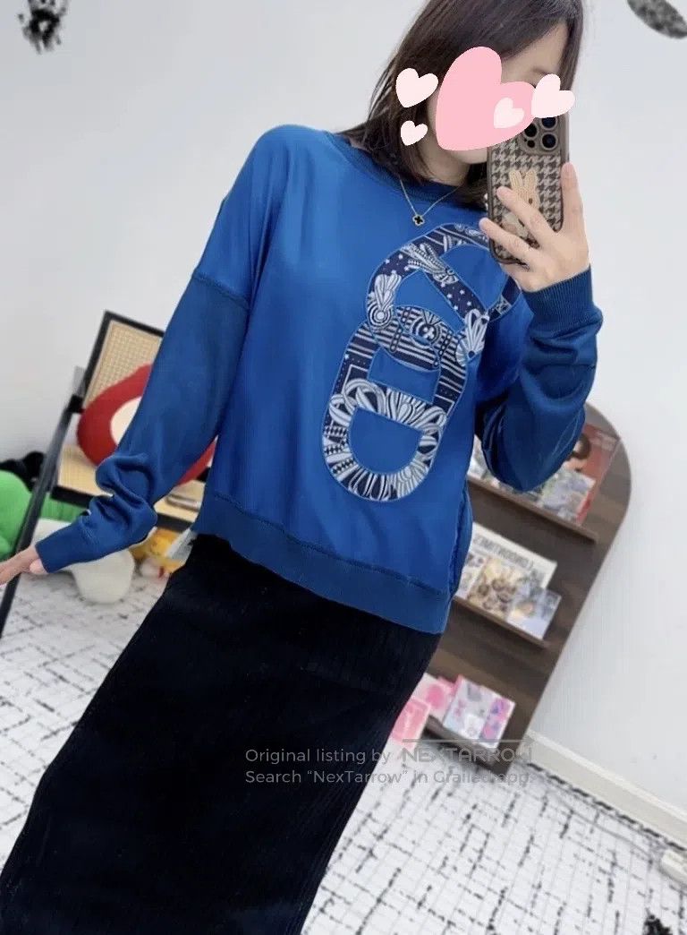 Hermes Hermes Lake Blue Pig Nose Sweatshirt Size XS / US 0-2 / IT 36-38 - 8 Thumbnail