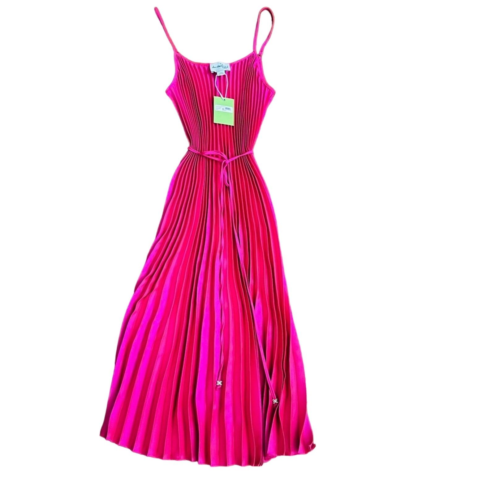 Sam Edelman Sam Edelman Hammered Satin Plissé Midi Dress Size L / US 10 / IT 46 - 2 Thumbnail