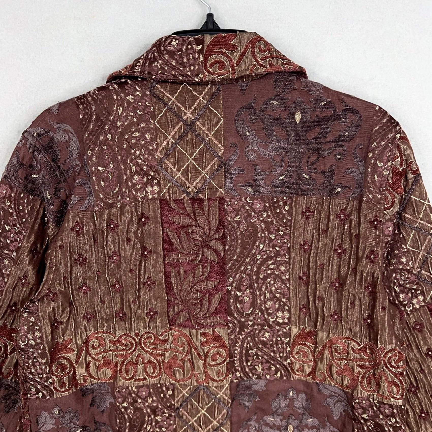 Vintage Barn Fly Jacket Womens Medium Maroon Gold Patchwork Tapestry Boho Western Ranch Size M / US 6-8 / IT 42-44 - 6 Thumbnail