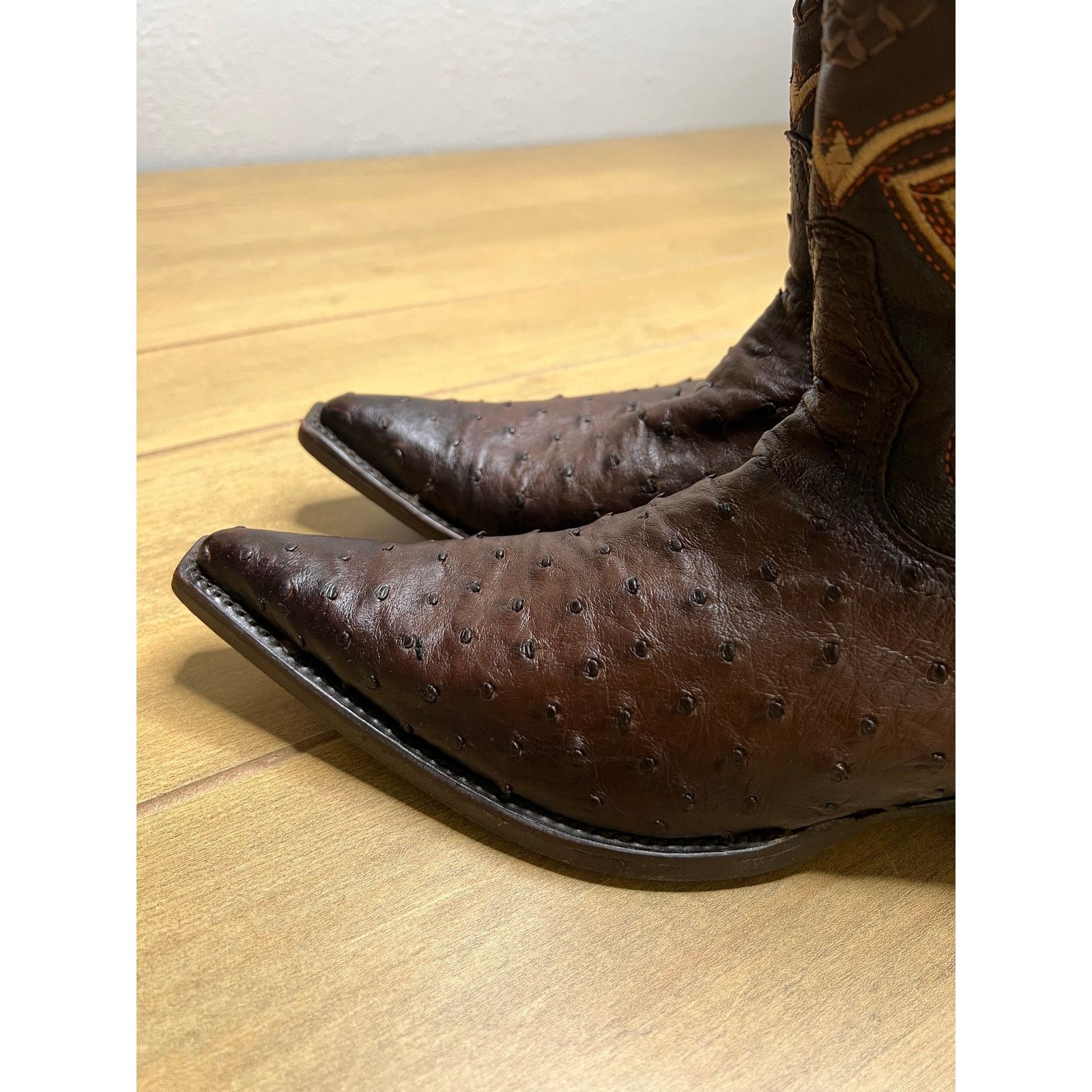 Los Altos Boots Los Altos Quill Ostrich Cowboy Boots Brown Leather Mens 7 EE Size US 7 / EU 40 - 11 Thumbnail