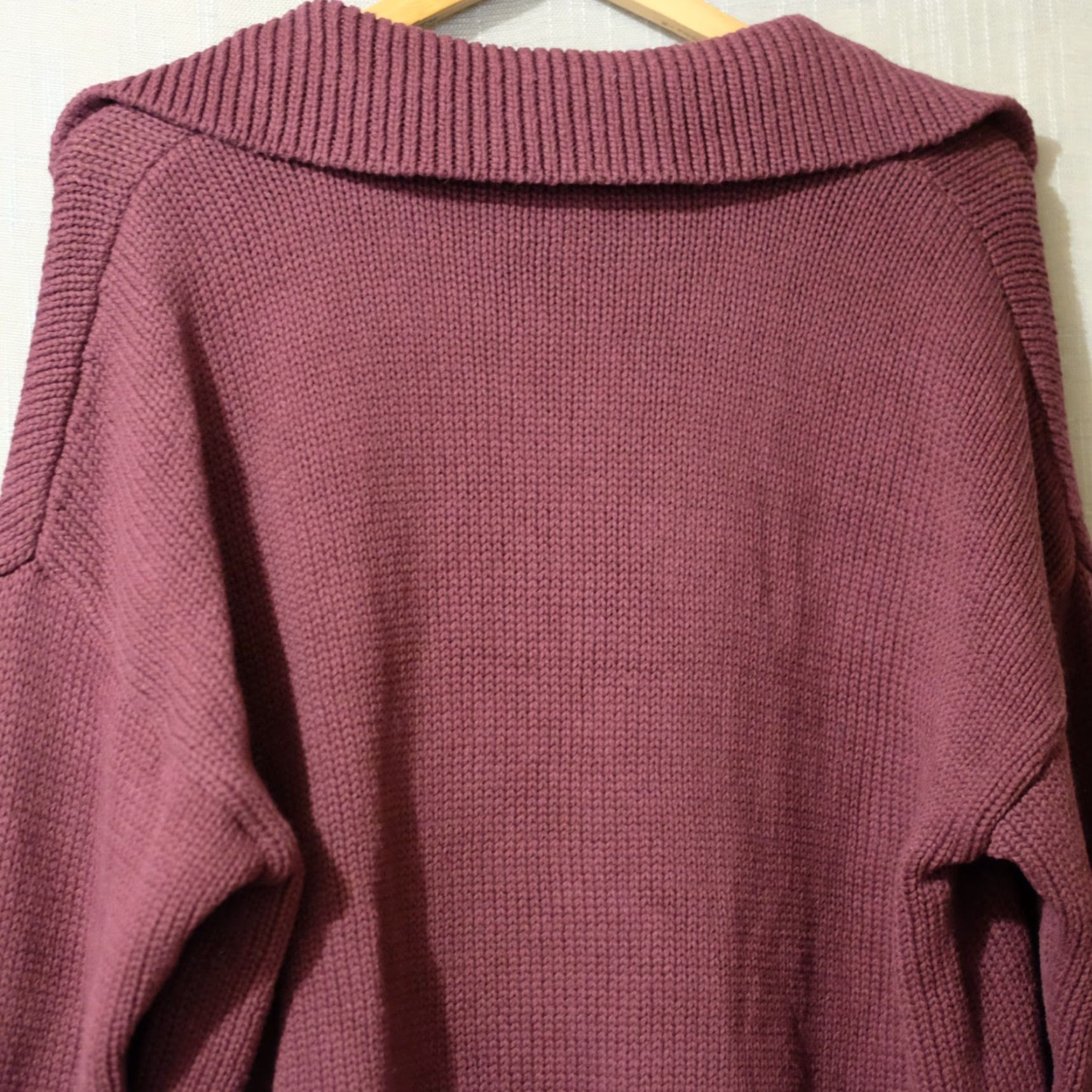 Ann Taylor Ann Taylor Weekend Collared Sweater Oversized Plum Women's XL Pullover Knit - Dark Purple Adults Womens (Size XL) Size XL / US 12-14 / IT 48-50 - 6 Thumbnail